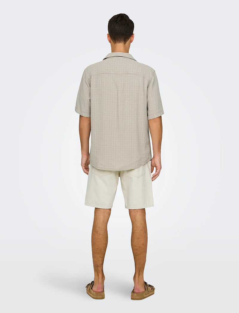 ONLY & SONS - ONSLATHAM REG RESORT STRUC 0257 NOOS - hørskjorter - silver lining - 3