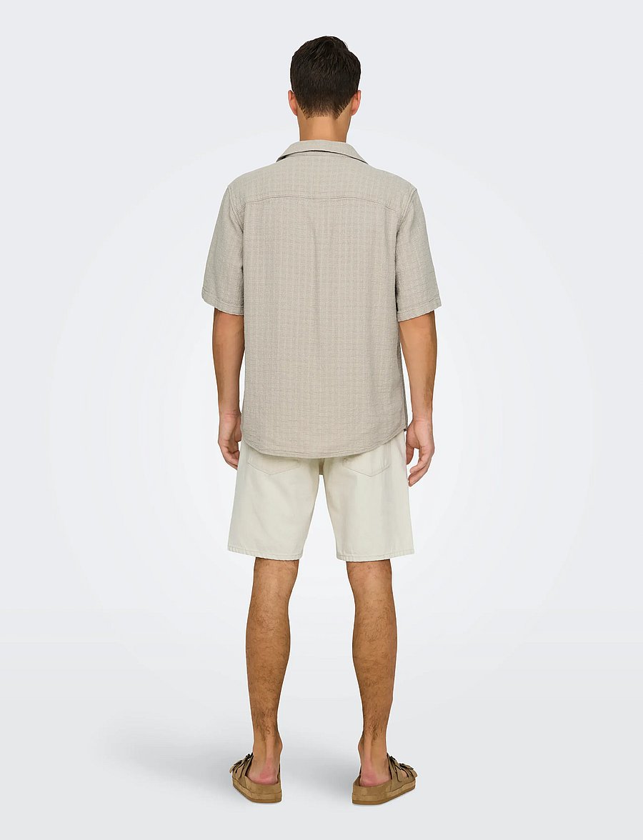 ONLY & SONS - ONSLATHAM REG RESORT STRUC 0257 NOOS - hørskjorter - silver lining - 3