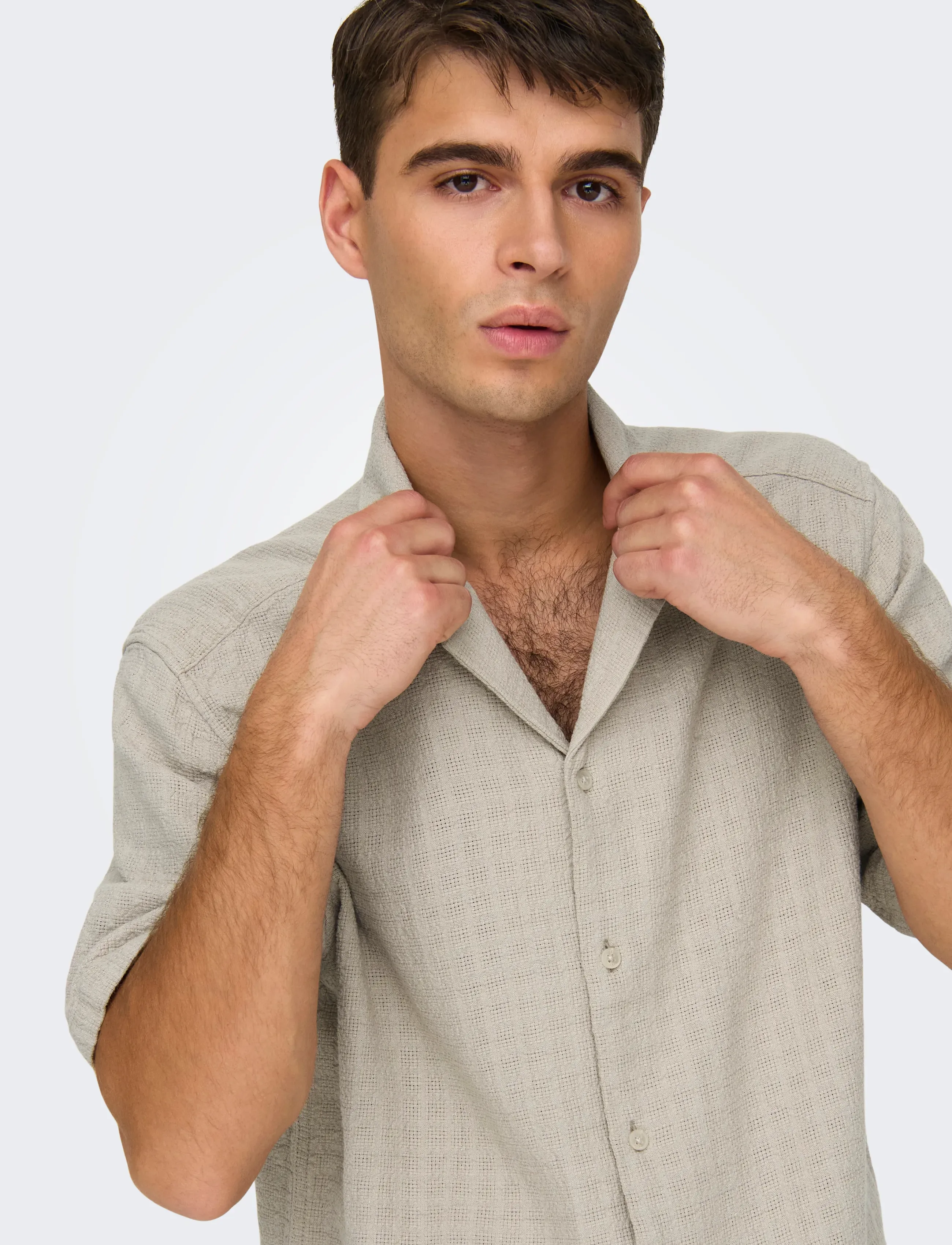 ONLY & SONS - ONSLATHAM REG RESORT STRUC 0257 NOOS - hørskjorter - silver lining - 5