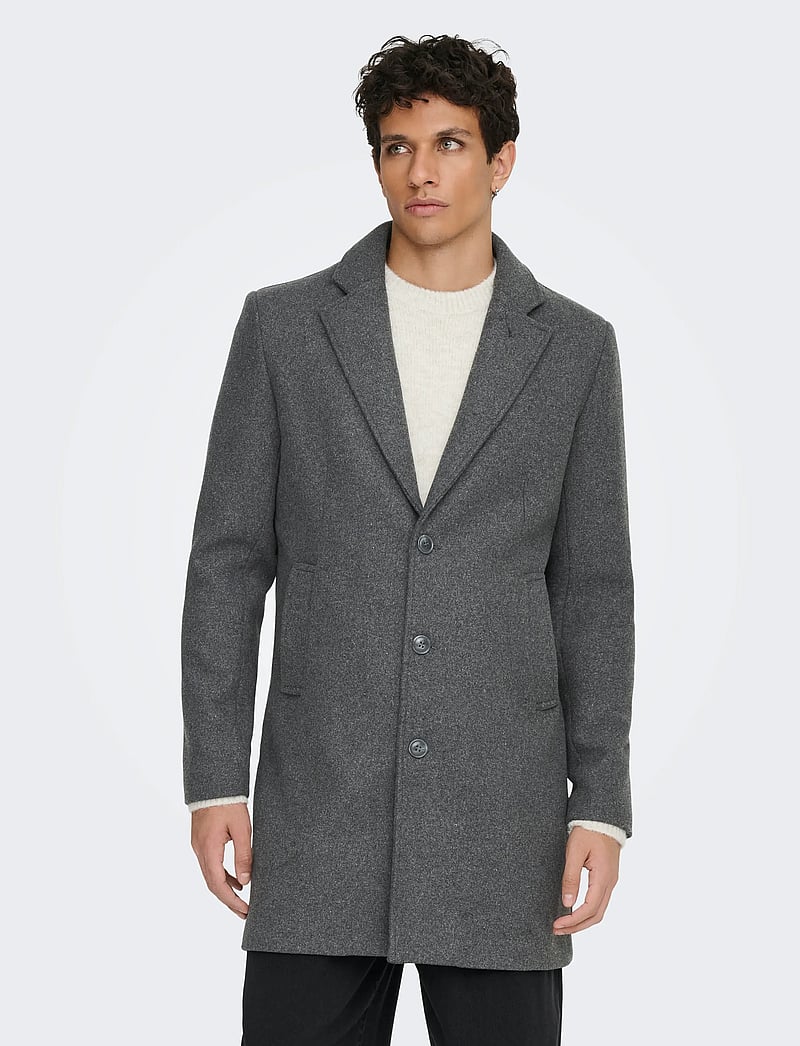ONLY & SONS - ONSMATTHEW WOOL COAT OTW NOOS - vinterjakker - dark grey melange - 0