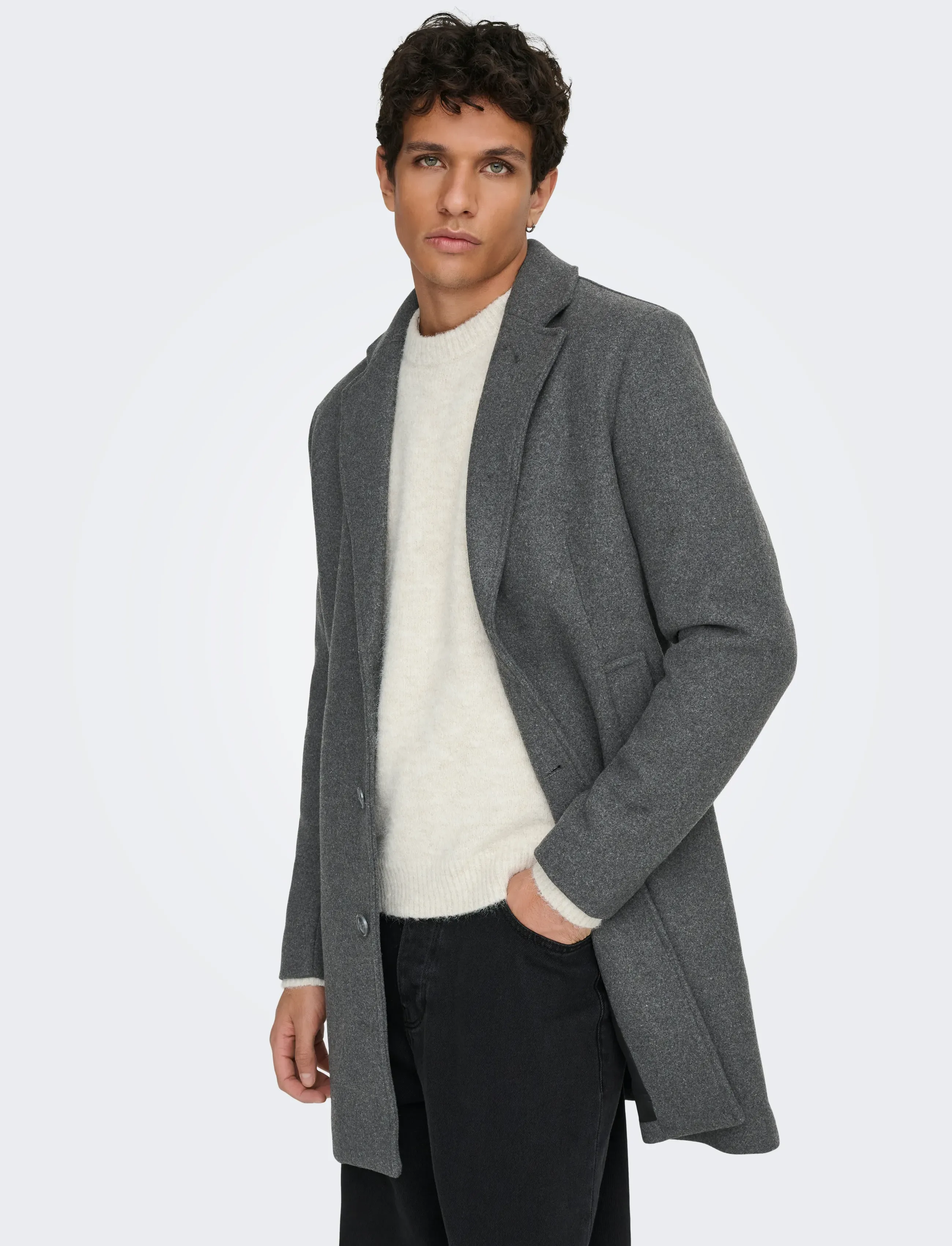ONLY & SONS - ONSMATTHEW WOOL COAT OTW NOOS - paltai - dark grey melange - 4