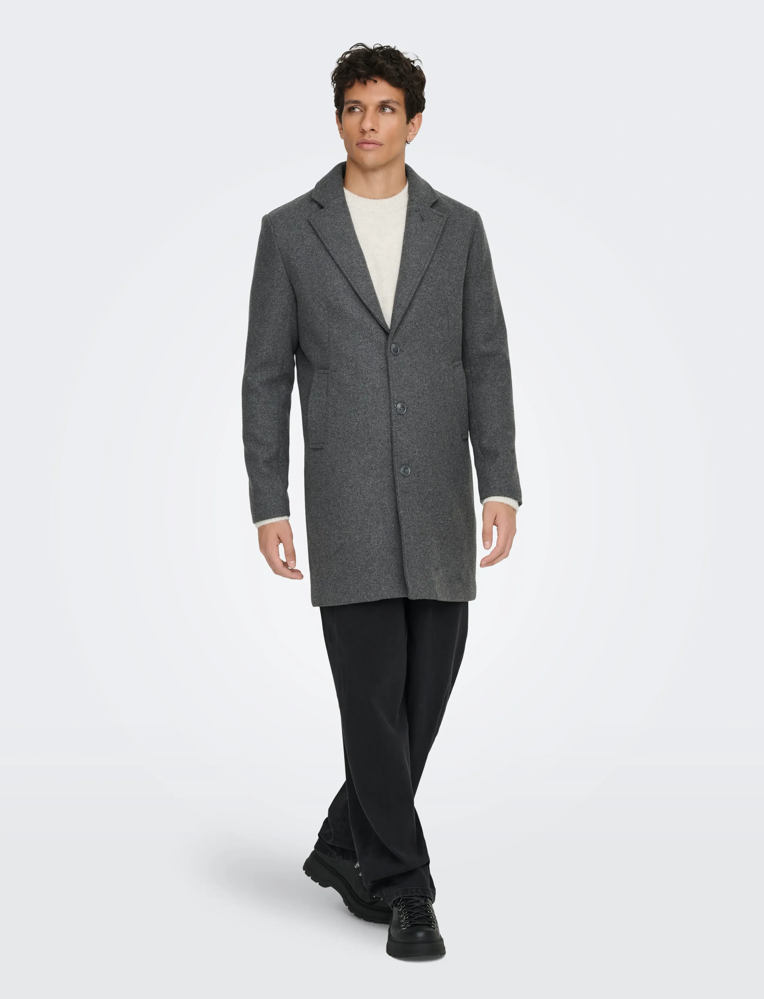 ONLY & SONS - ONSMATTHEW WOOL COAT OTW NOOS - paltai - dark grey melange - 5