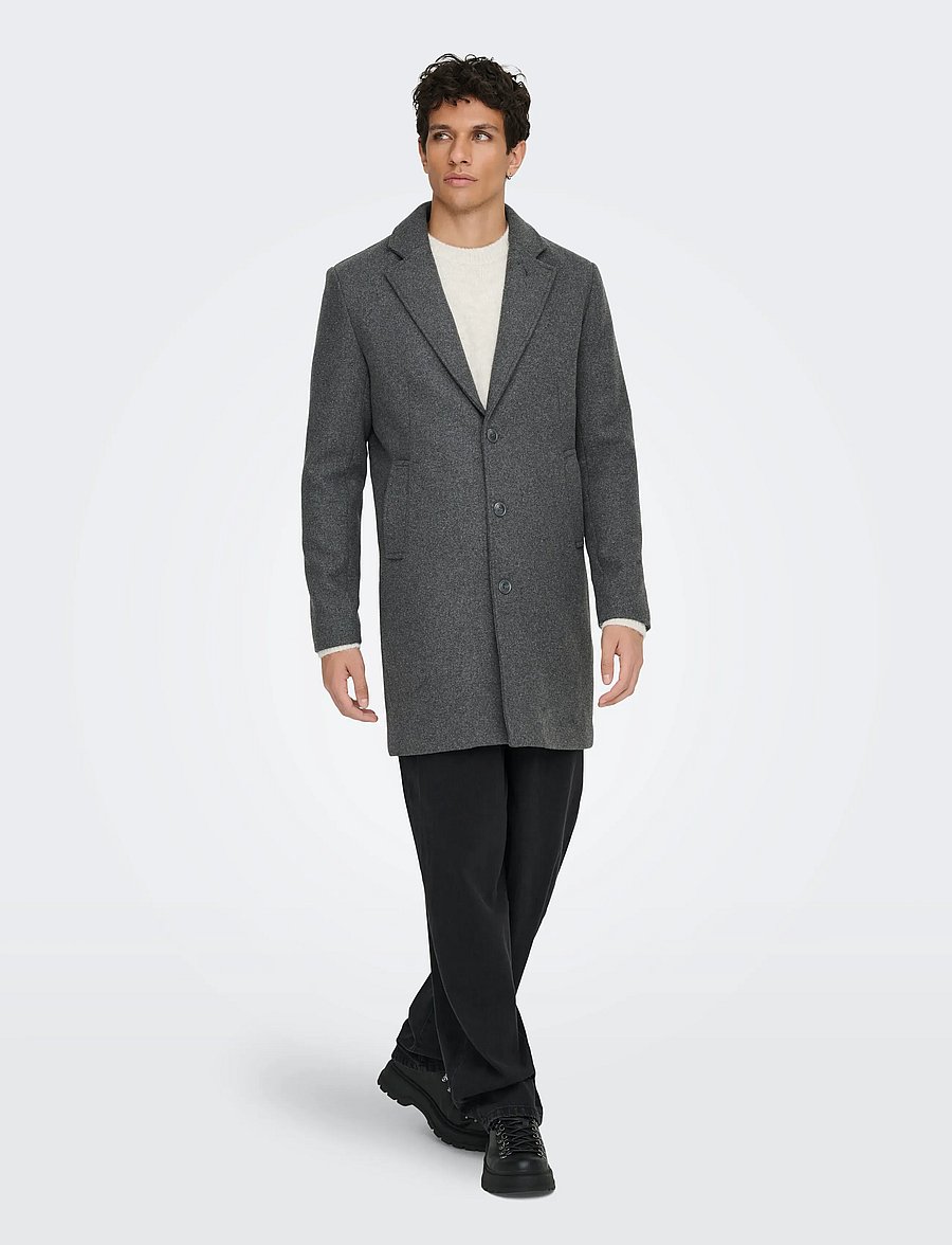 ONLY & SONS - ONSMATTHEW WOOL COAT OTW NOOS - uldfrakker - dark grey melange - 5