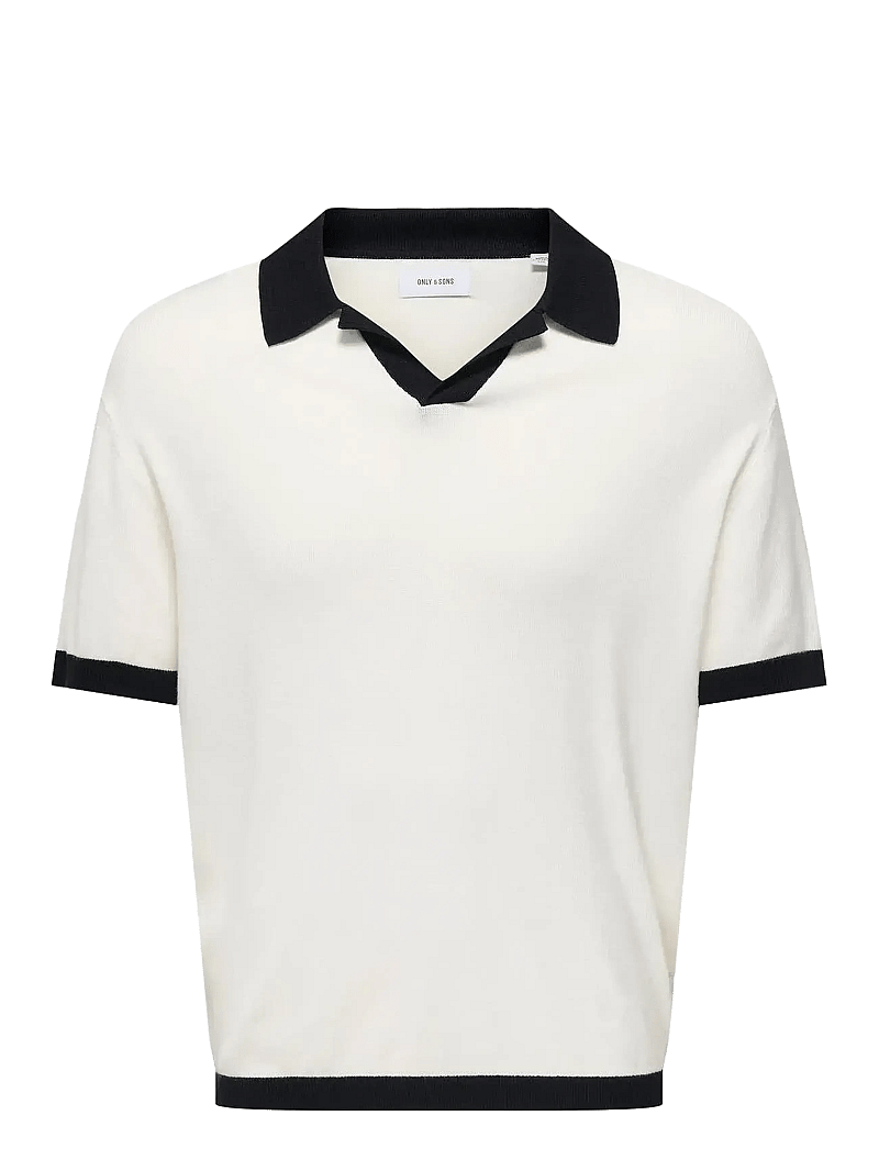 ONLY & SONS - ONSADRIAN REG 12 SS CONTRAST POLO KNIT - kurzärmelig - cloud dancer - 0