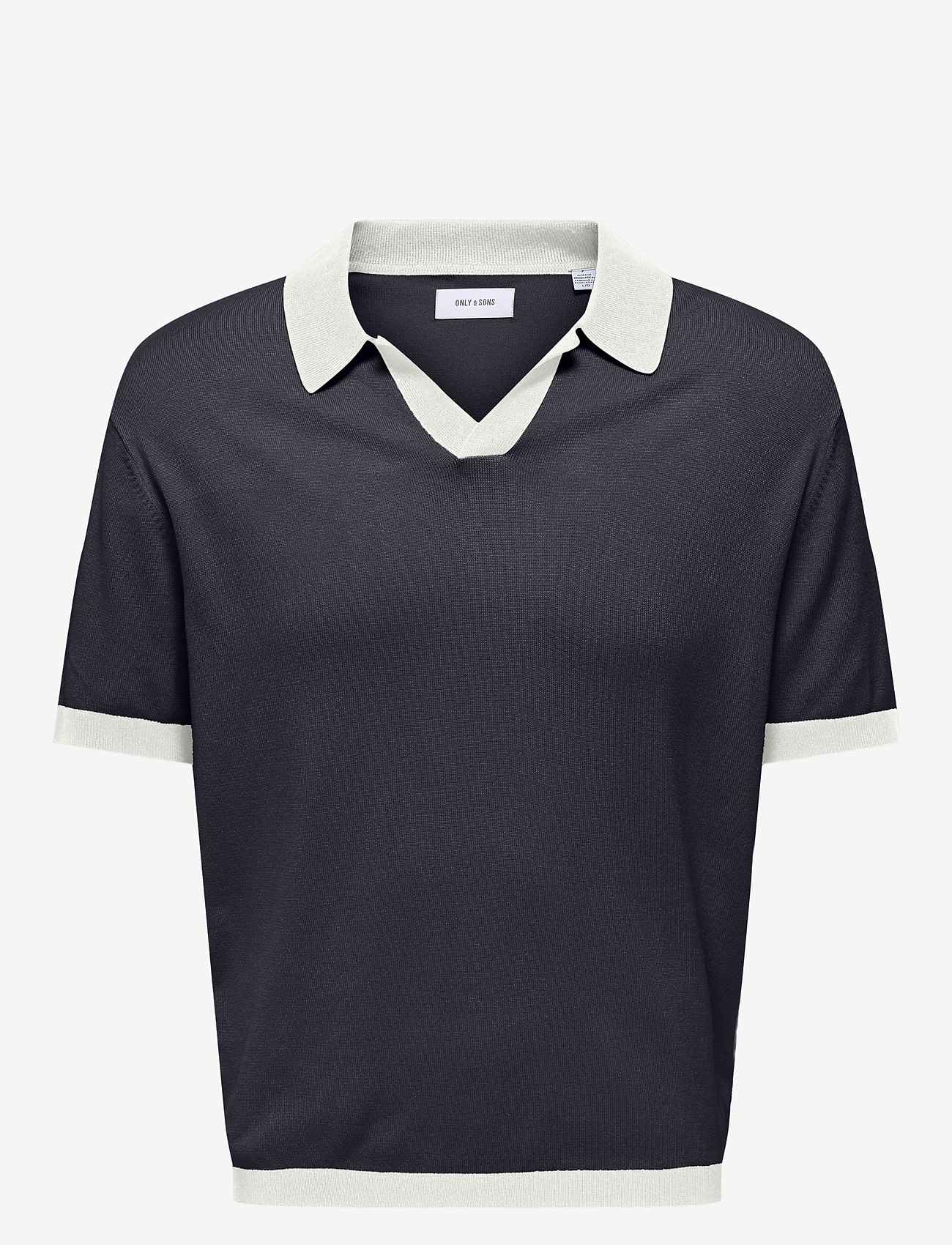 ONLY & SONS - ONSADRIAN REG 12 SS CONTRAST POLO KNIT - polos à manches courtes - dark navy - 0