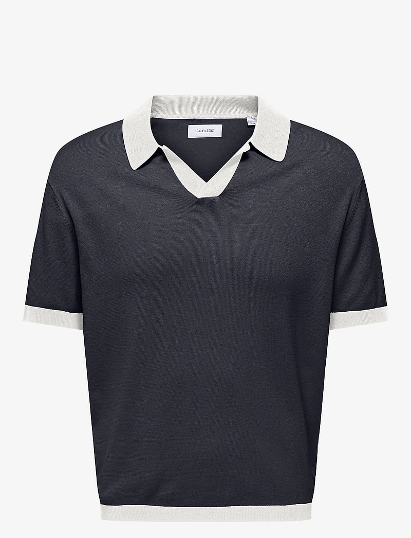 ONLY & SONS - ONSADRIAN REG 12 SS CONTRAST POLO KNIT - polos à manches courtes - dark navy - 0