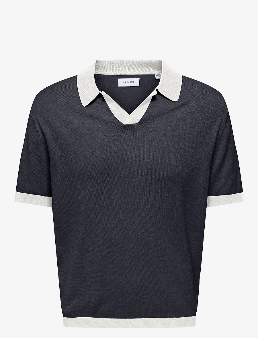 ONLY & SONS - ONSADRIAN REG 12 SS CONTRAST POLO KNIT - kurzärmelig - dark navy - 0