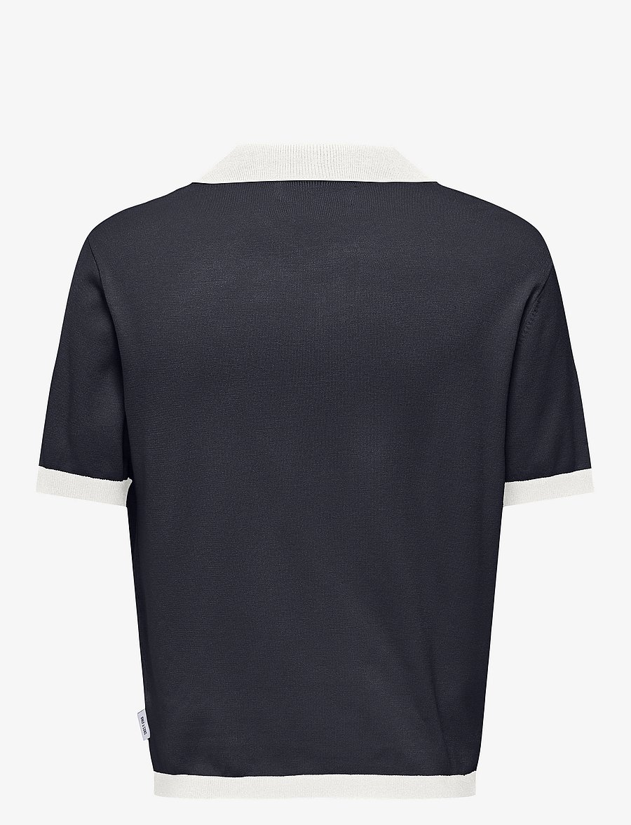 ONLY & SONS - ONSADRIAN REG 12 SS CONTRAST POLO KNIT - kurzärmelig - dark navy - 1
