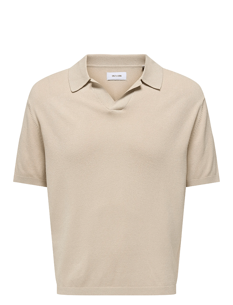 ONLY & SONS - ONSADRIAN REG 12 SS CONTRAST POLO KNIT - kurzärmelig - silver lining - 1