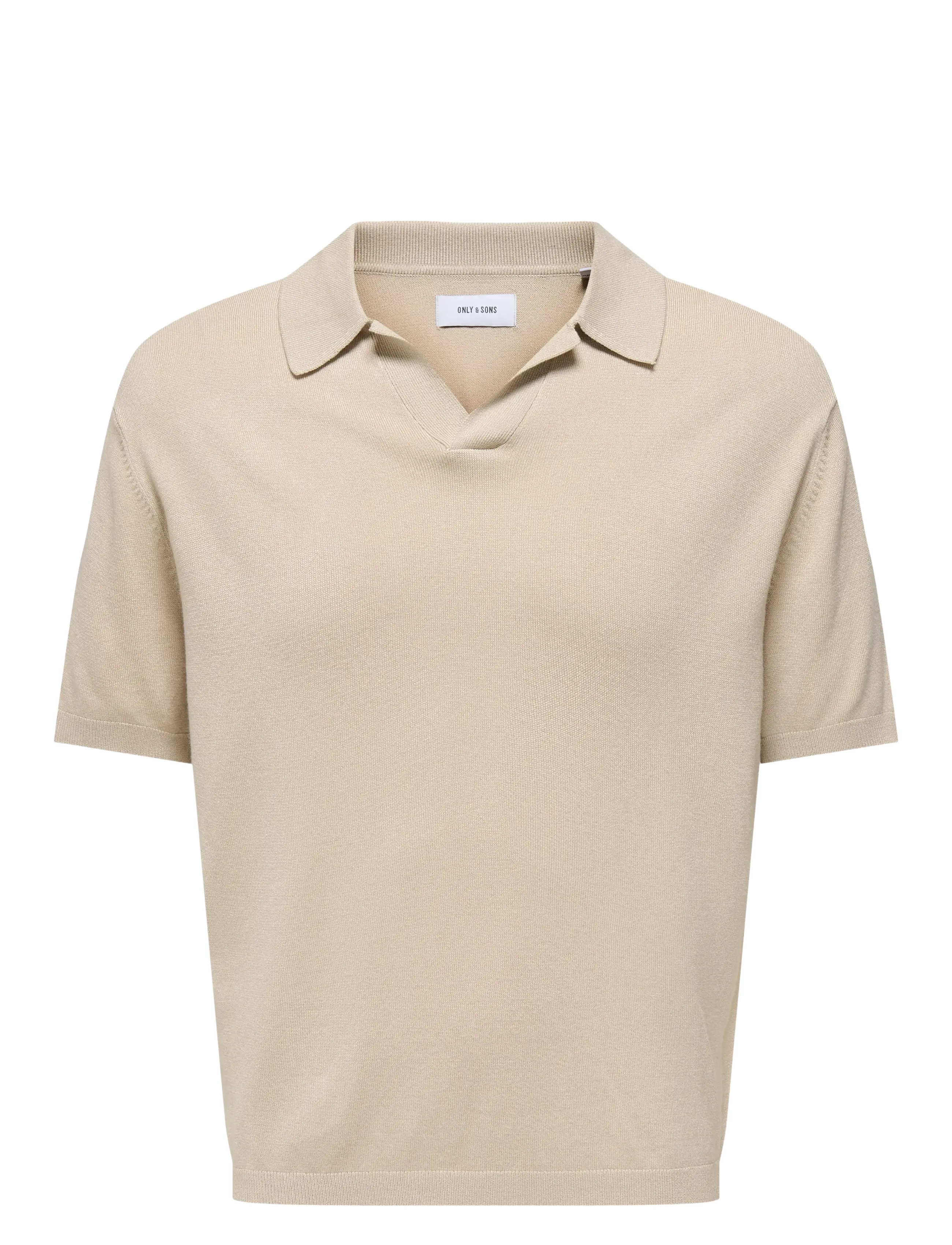 ONLY & SONS ONSADRIAN REG 12 SS CONTRAST POLO KNIT - ONLY & SONS - SILVER LINING / cream