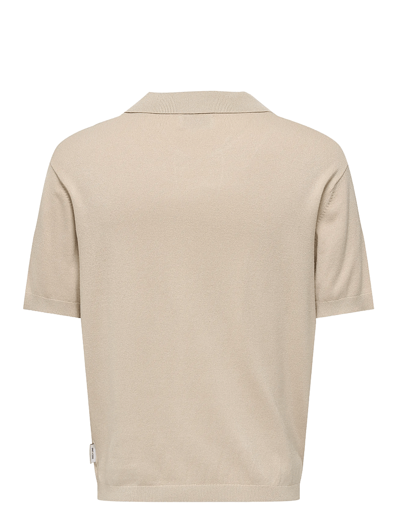 ONLY & SONS - ONSADRIAN REG 12 SS CONTRAST POLO KNIT - kurzärmelig - silver lining - 2