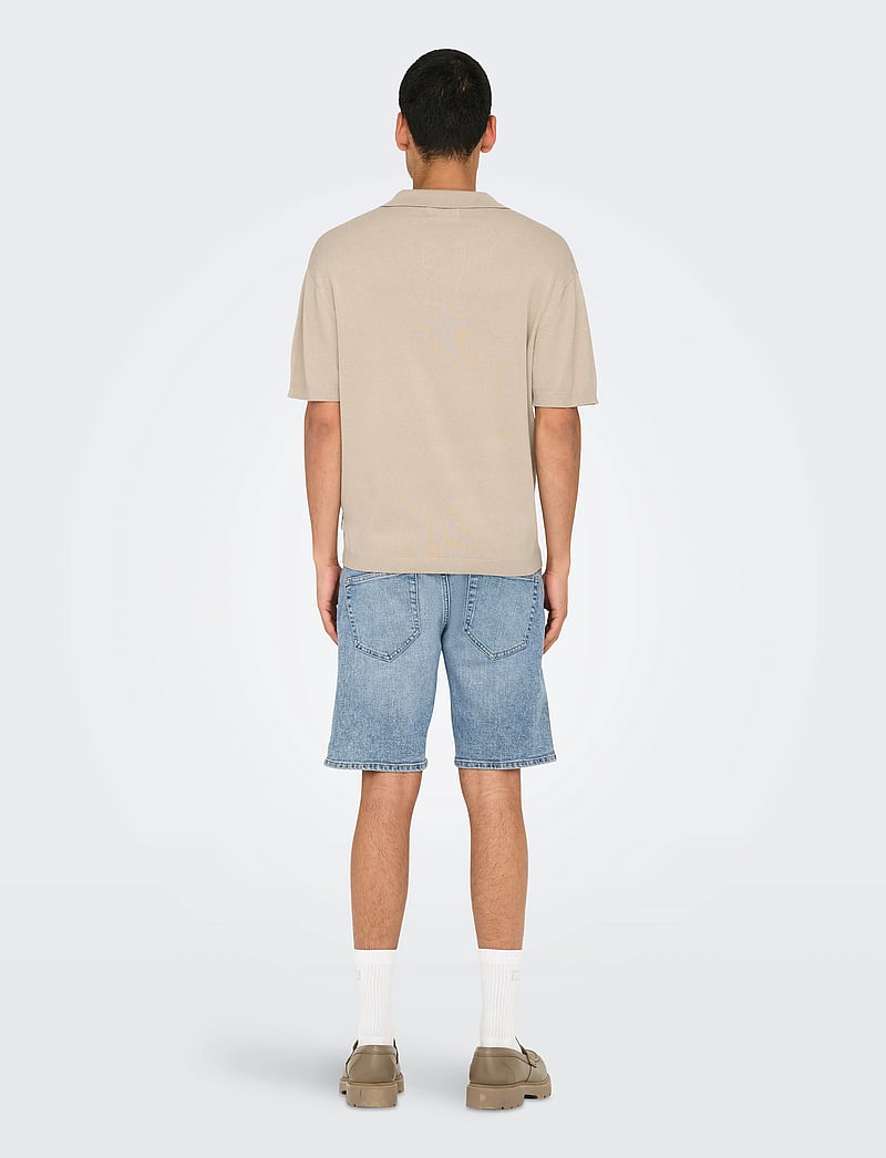 ONLY & SONS - ONSADRIAN REG 12 SS CONTRAST POLO KNIT - kurzärmelig - silver lining - 3
