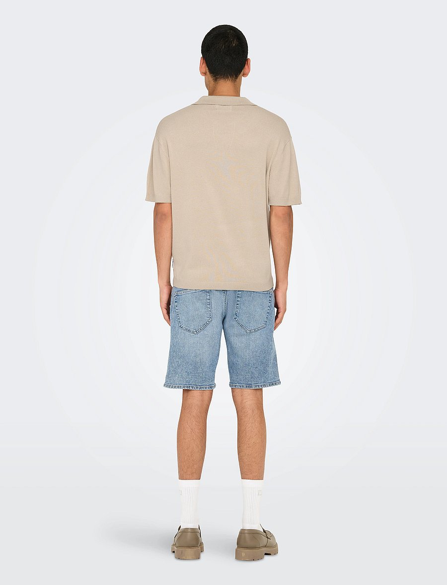 ONLY & SONS - ONSADRIAN REG 12 SS CONTRAST POLO KNIT - polos à manches courtes - silver lining - 3