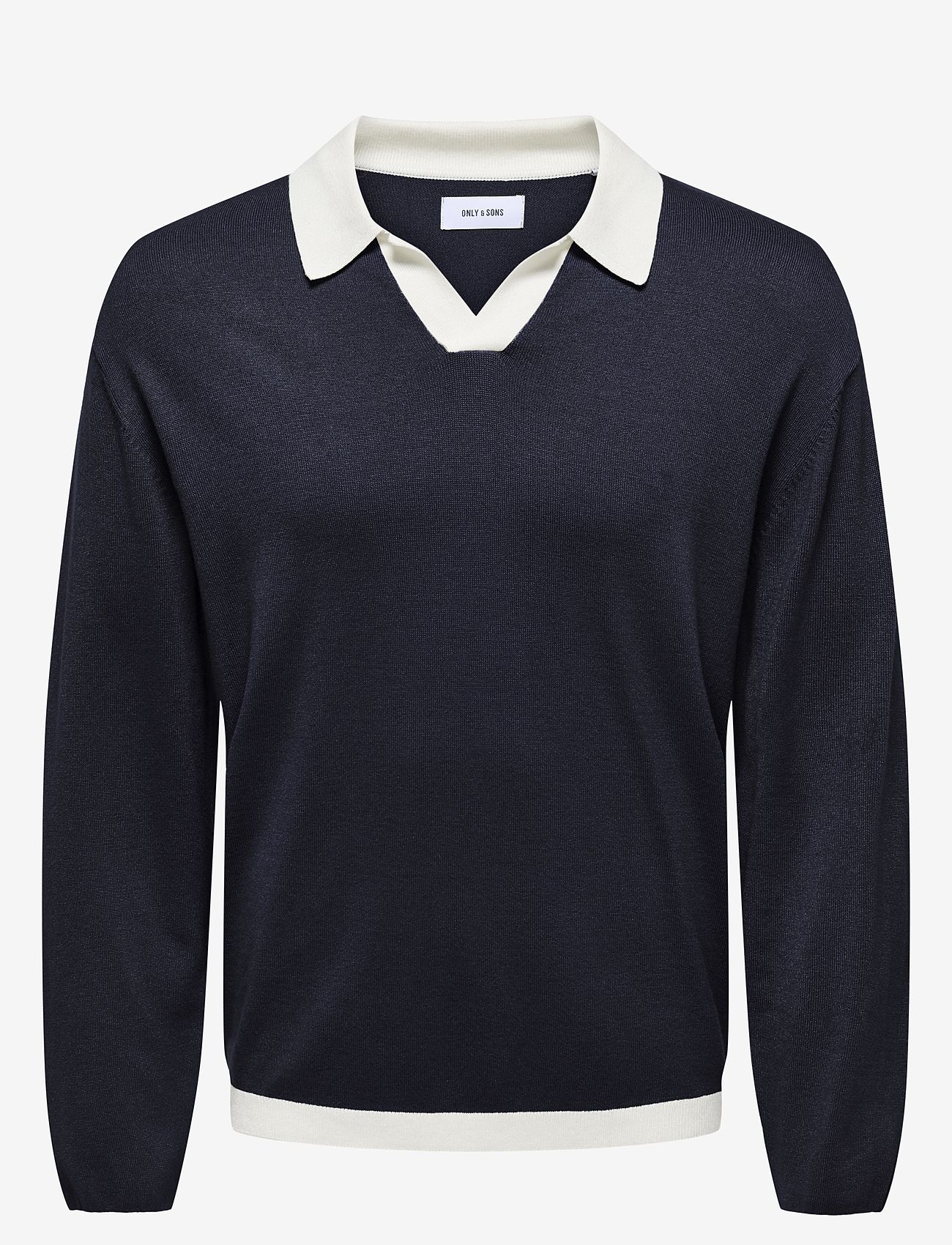 ONLY & SONS - ONSADRIAN REG 12 LS CONTRAST POLO KNIT - langärmelig - dark navy - 1