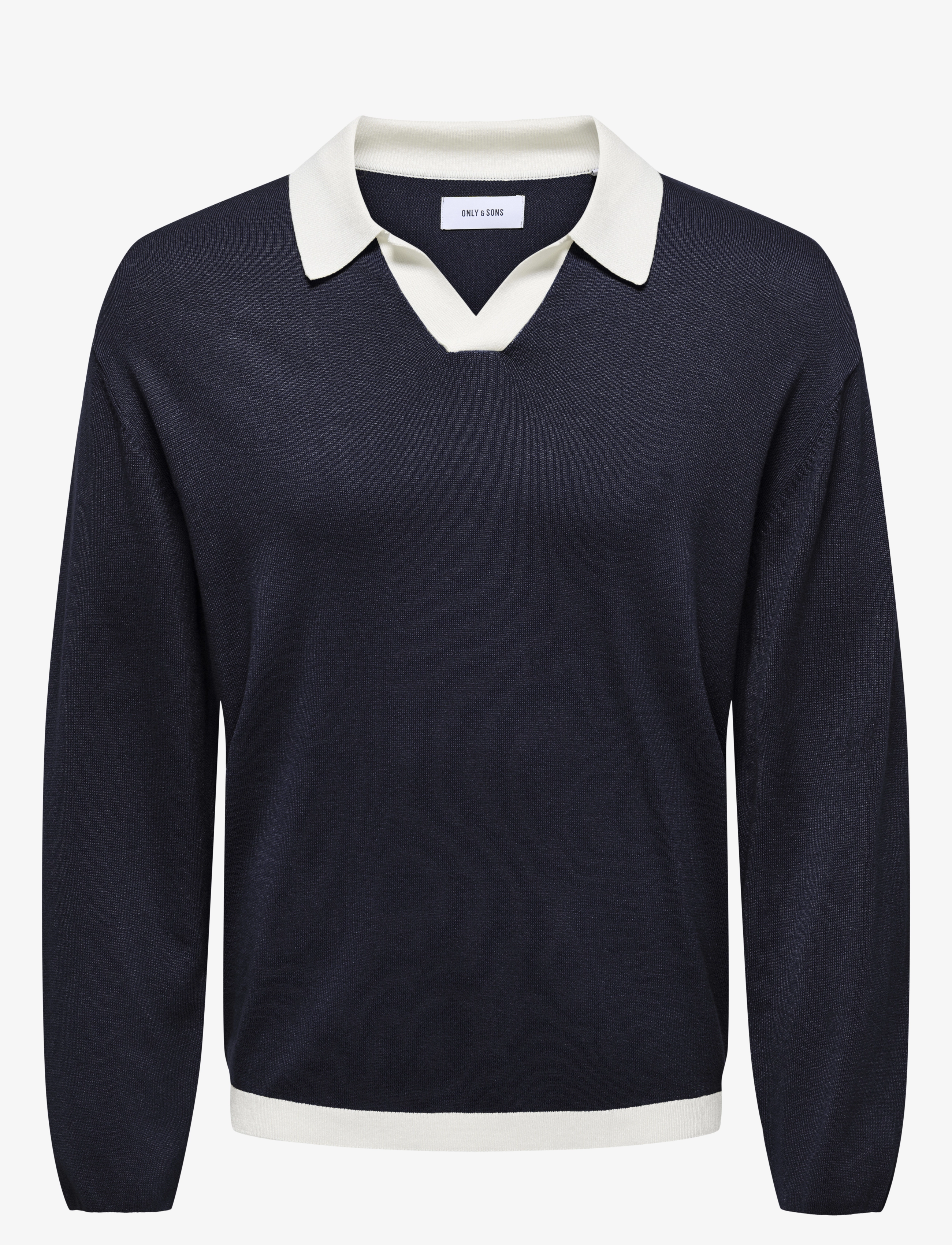 ONLY & SONS ONSADRIAN REG 12 LS CONTRAST POLO KNIT - Pikéer - DARK NAVY / navy