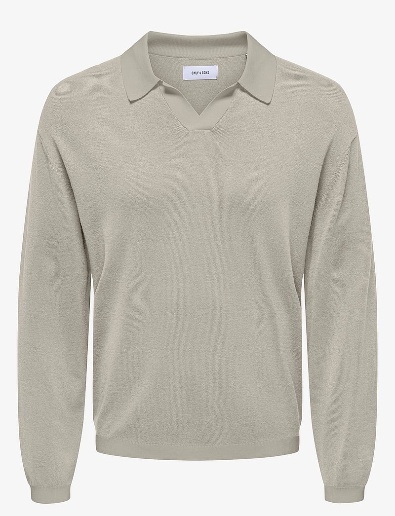 ONLY & SONS - ONSADRIAN REG 12 LS CONTRAST POLO KNIT - pikkade varrukatega polod - silver lining - 0