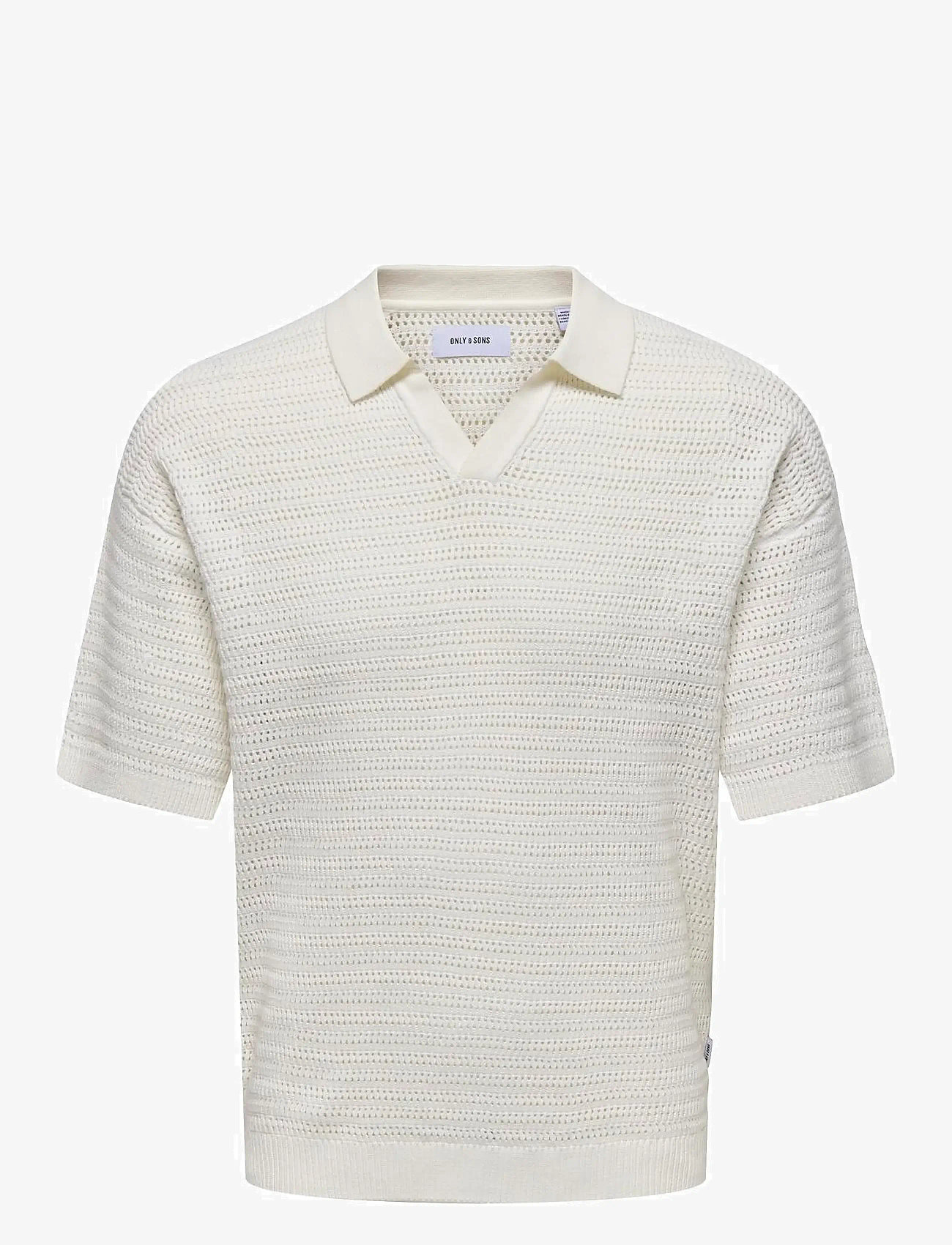 ONLY & SONS - ONSTHIAGO DS 7 SS RESORT CROCHET POLO - stickade pikéer - cloud dancer - 0