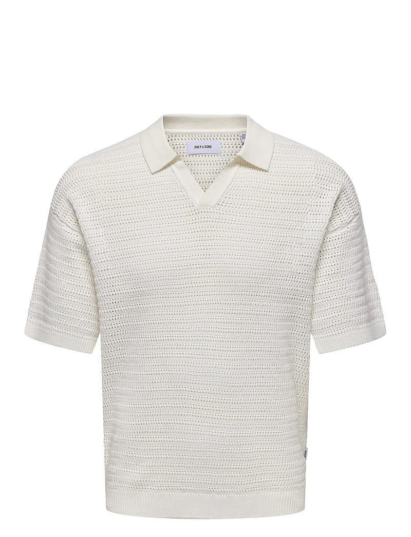 ONLY & SONS - ONSTHIAGO DS 7 SS RESORT CROCHET POLO - stickade pikéer - cloud dancer - 0