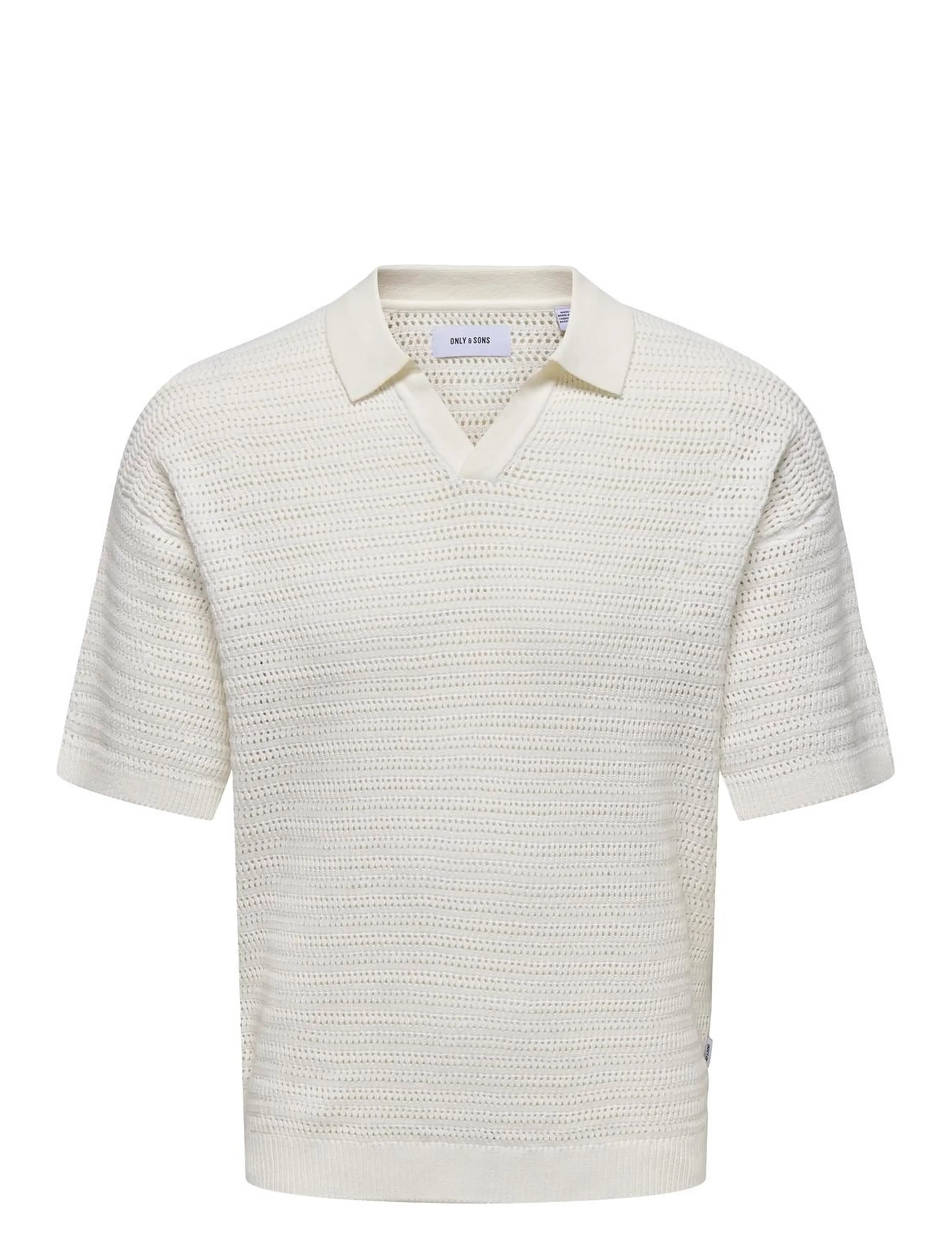 ONLY & SONS ONSTHIAGO DS 7 SS RESORT CROCHET POLO - ONLY & SONS - CLOUD DANCER / cream