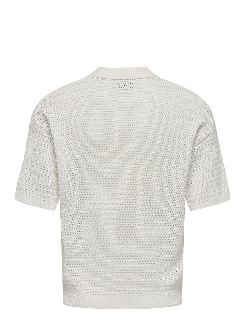 ONLY & SONS - ONSTHIAGO DS 7 SS RESORT CROCHET POLO - stickade pikéer - cloud dancer - 1