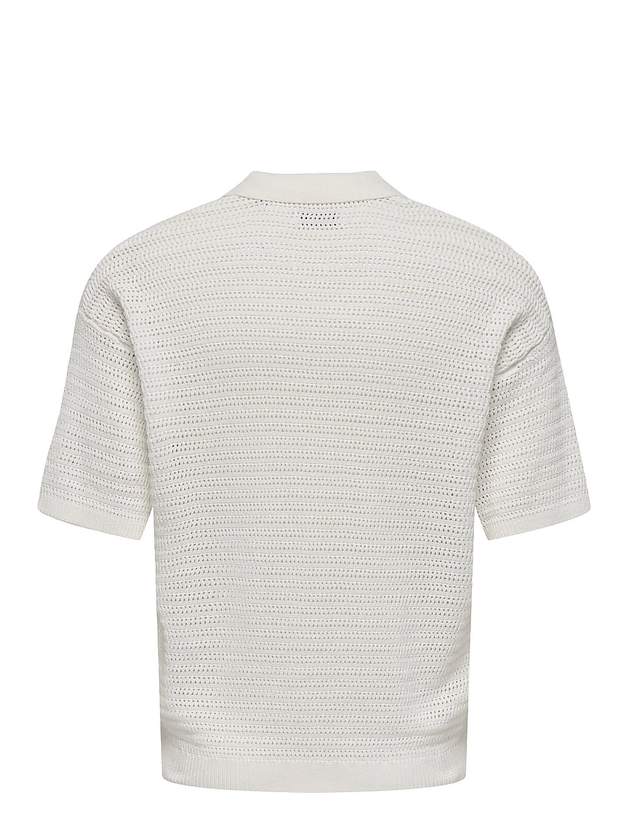 ONLY & SONS - ONSTHIAGO DS 7 SS RESORT CROCHET POLO - knitted polos - cloud dancer - 1