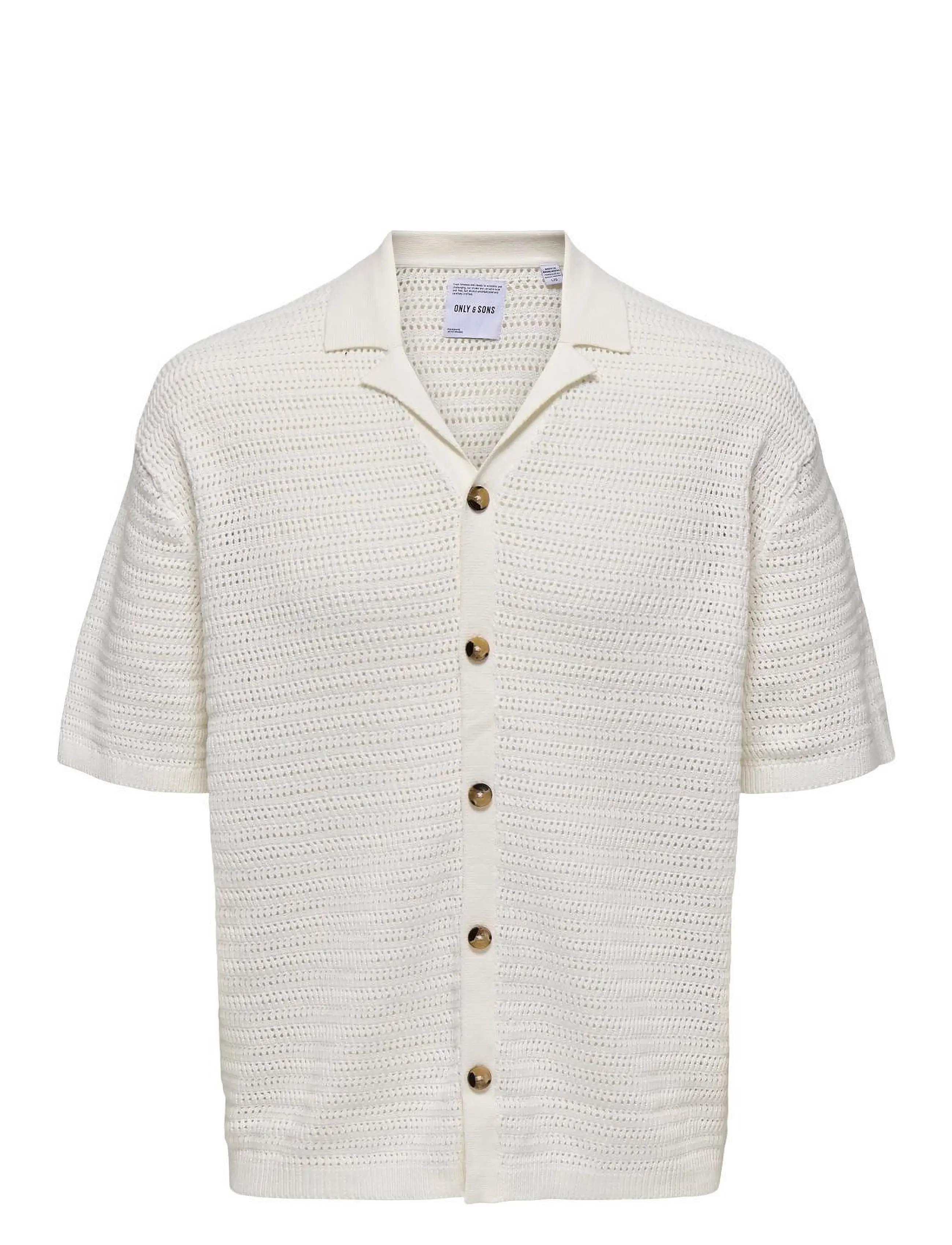 ONLY & SONS ONSTHIAGO OVZ 7 SS RESORT CROCHET SHIRT - Kortærmede skjorter - CLOUD DANCER / white