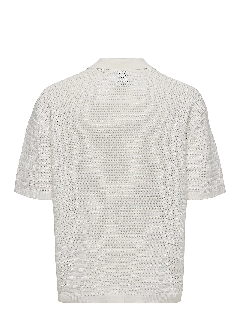 ONLY & SONS - ONSTHIAGO OVZ 7 SS RESORT CROCHET SHIRT - kortärmade skjortor - cloud dancer - 2