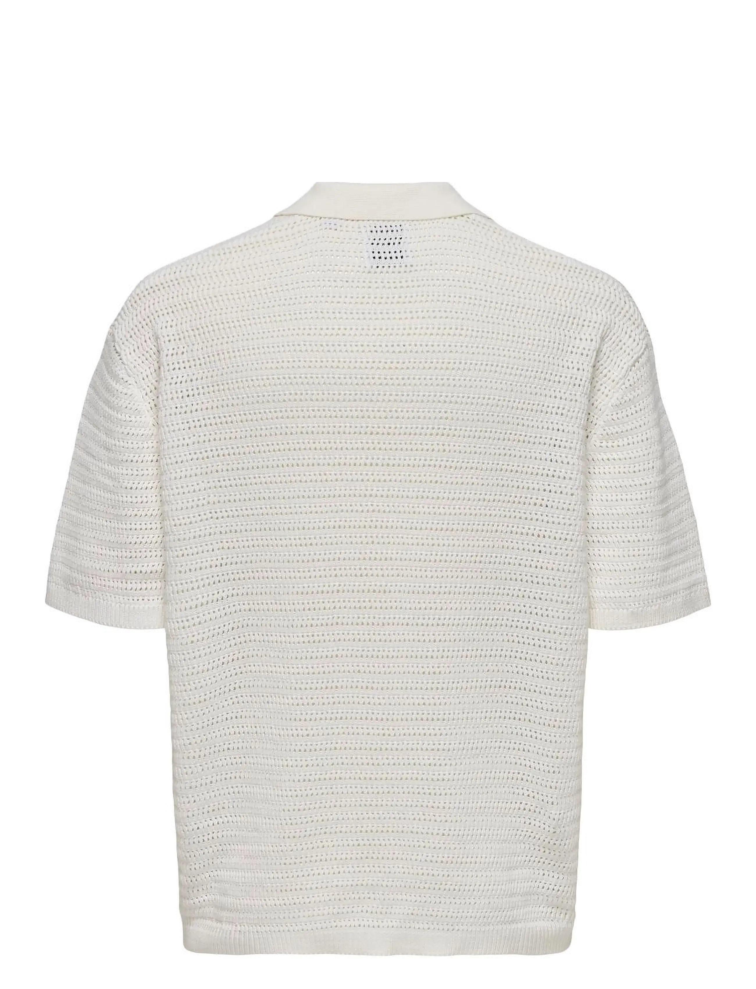 ONLY & SONS - ONSTHIAGO OVZ 7 SS RESORT CROCHET SHIRT - kortærmede skjorter - cloud dancer - 2