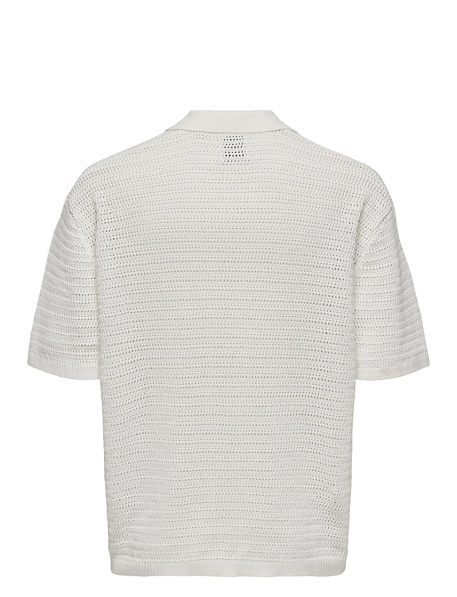 ONLY & SONS - ONSTHIAGO OVZ 7 SS RESORT CROCHET SHIRT - chemises à manches courtes - cloud dancer - 2