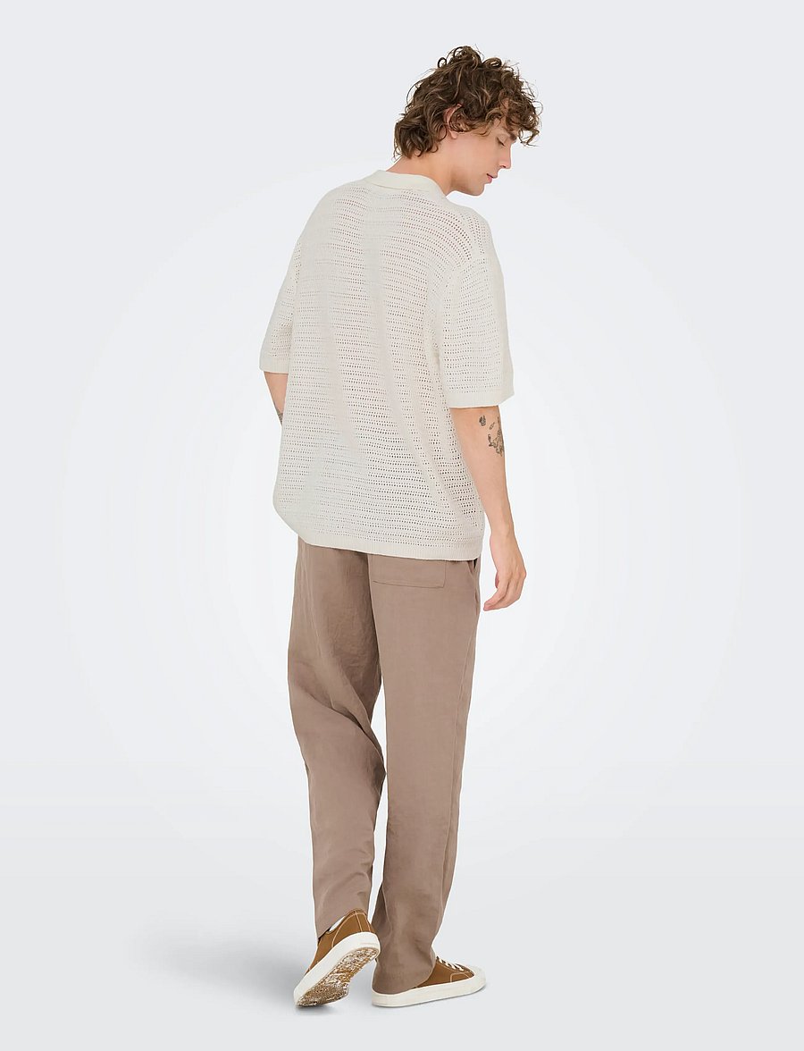 ONLY & SONS - ONSTHIAGO OVZ 7 SS RESORT CROCHET SHIRT - chemises à manches courtes - cloud dancer - 3