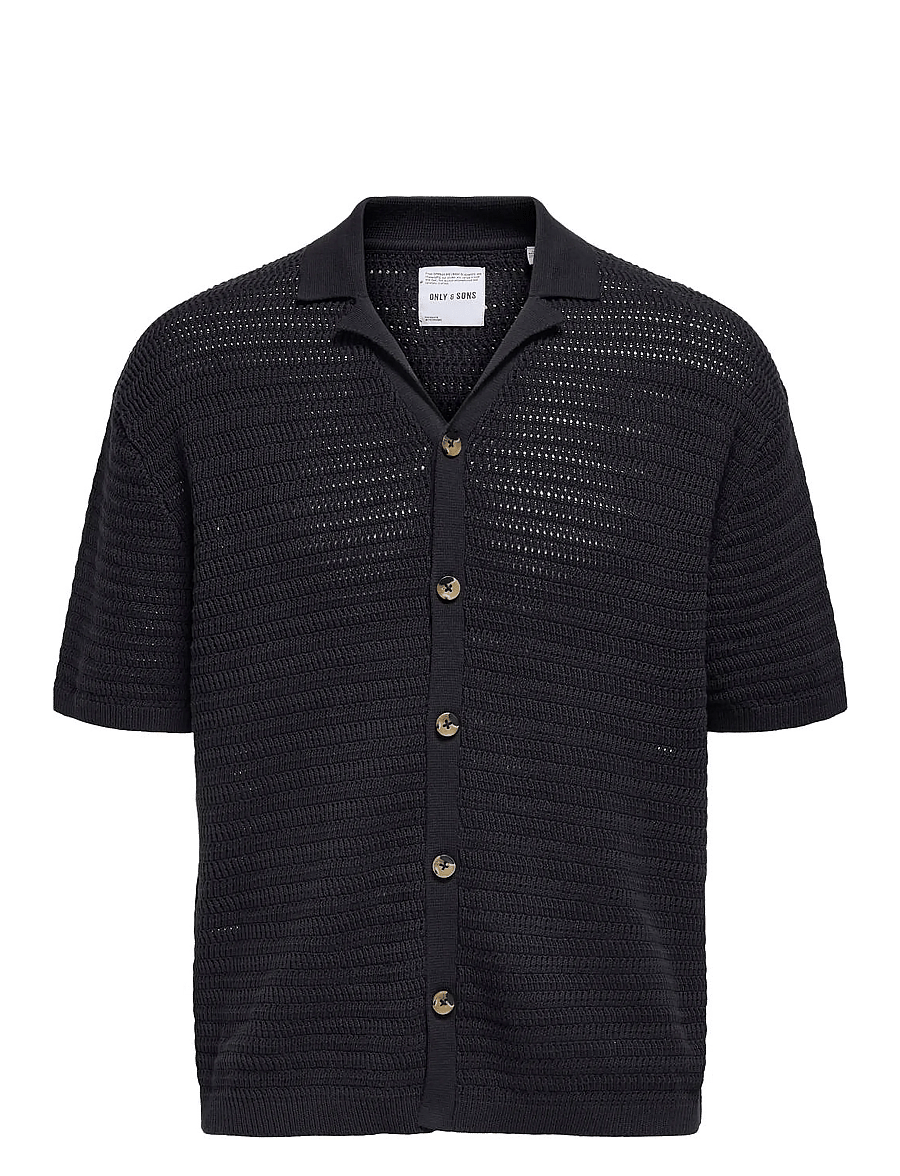 ONLY & SONS - ONSTHIAGO OVZ 7 SS RESORT CROCHET SHIRT - chemises à manches courtes - dark navy - 0