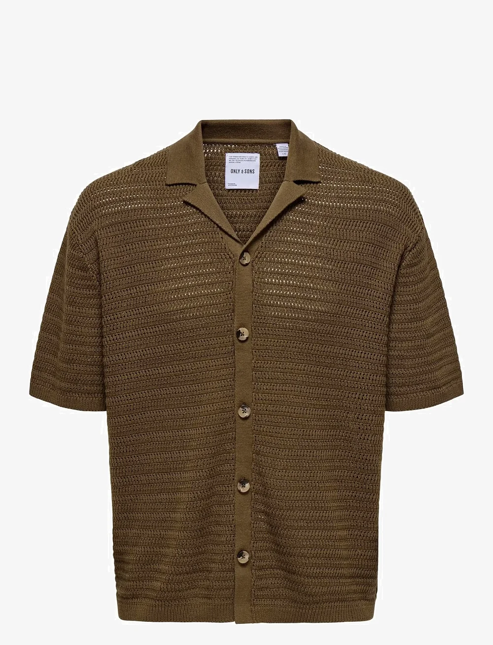 ONLY & SONS - ONSTHIAGO OVZ 7 SS RESORT CROCHET SHIRT - kortærmede skjorter - sepia - 0