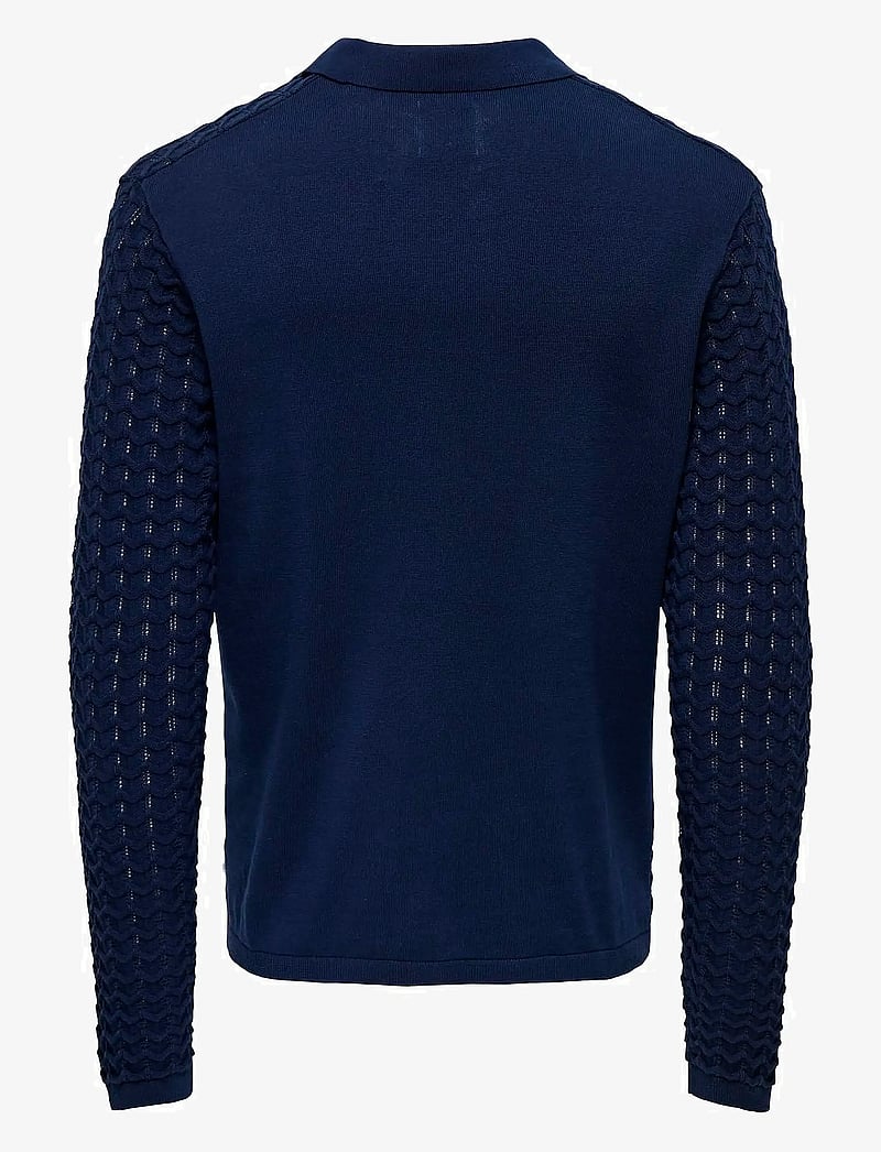 ONLY & SONS - ONSANTONIO LS 12 RESORT CROCHET POLO - polostrik - naval academy - 1