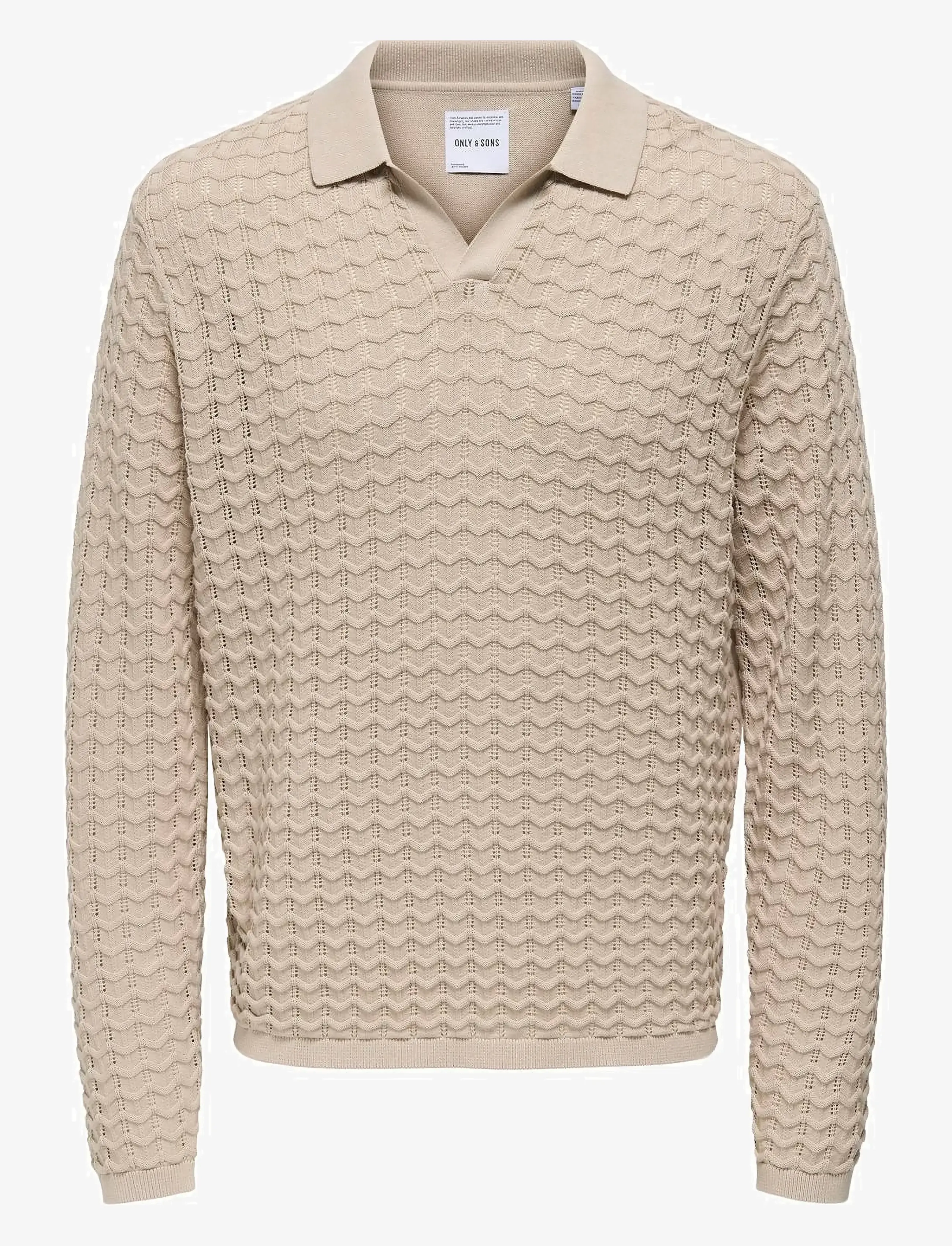 ONLY & SONS ONSANTONIO LS 12 RESORT CROCHET POLO - Strickmode - SILVER LINING / beige
