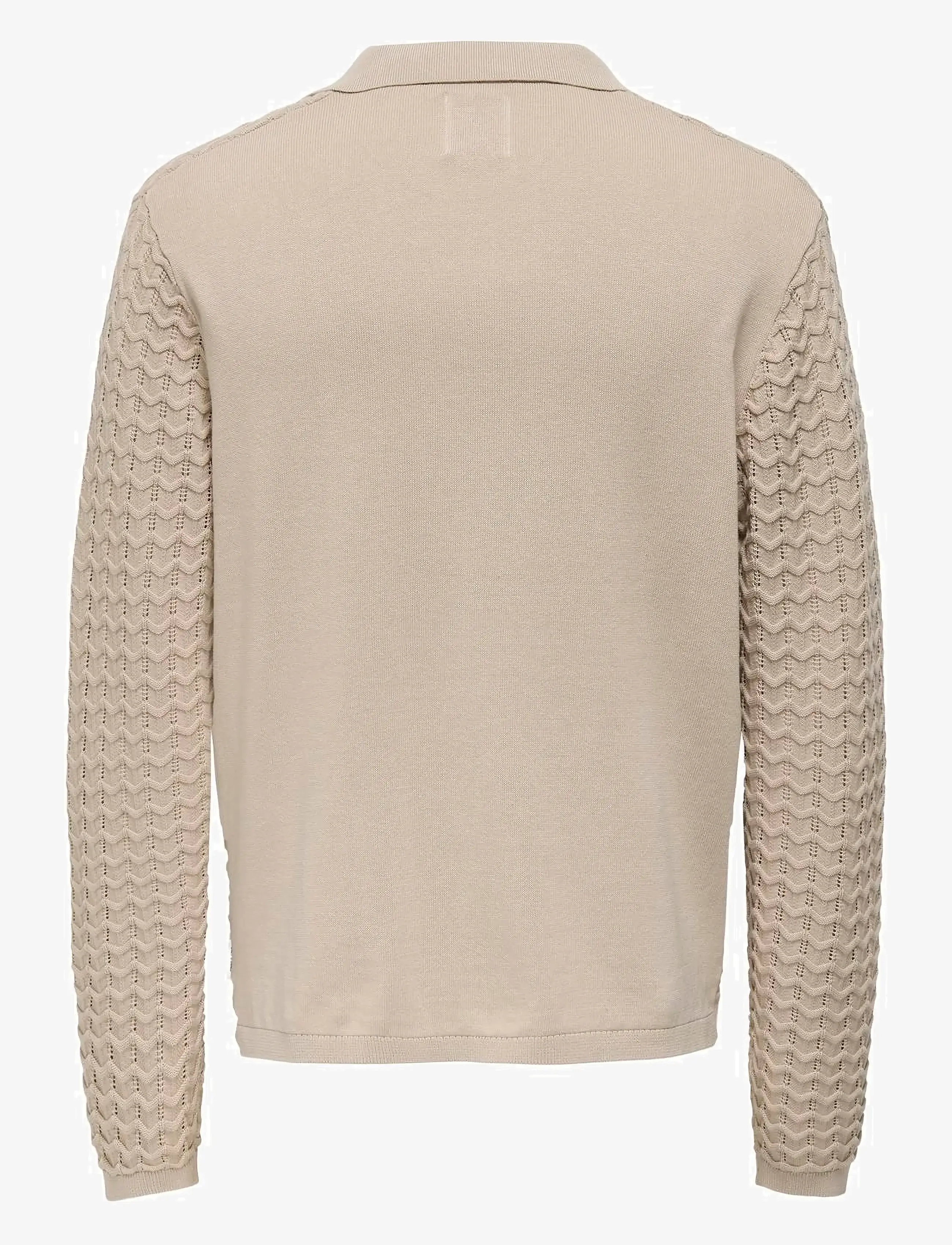 ONLY & SONS - ONSANTONIO LS 12 RESORT CROCHET POLO - poloer i strik med lange ærmer - silver lining - 1