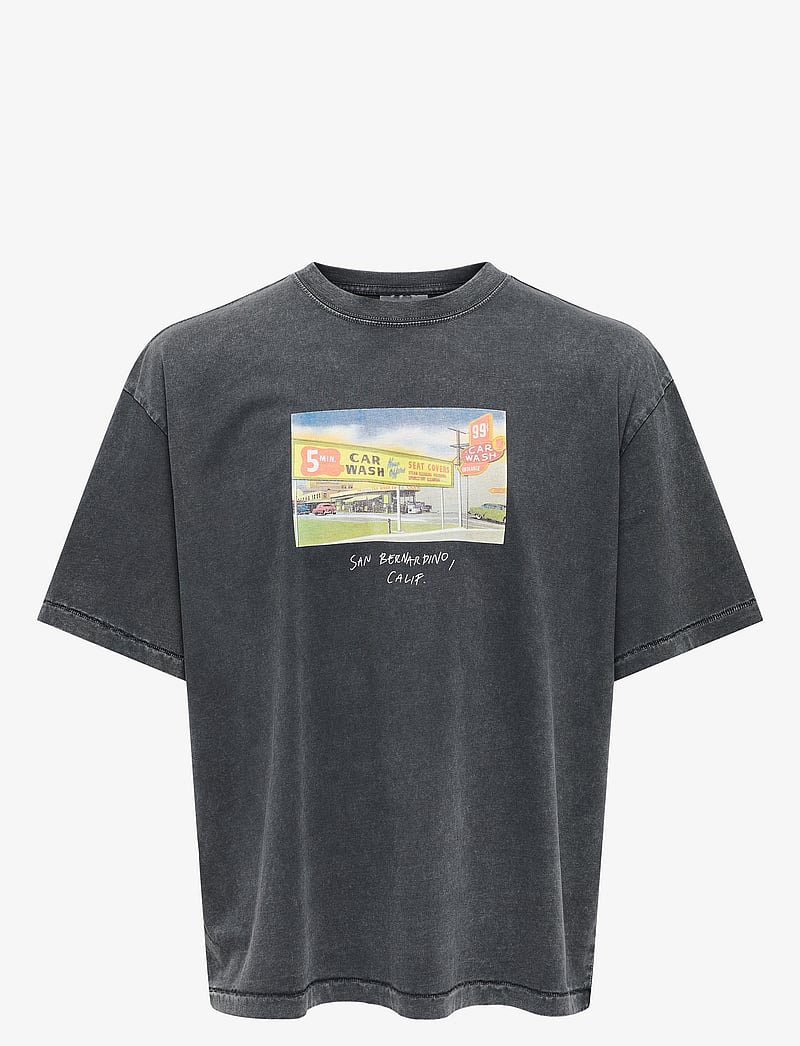 ONLY & SONS - ONSDEVIN OVZ WASHED SS TEE VD - lyhythihaiset - black - 1