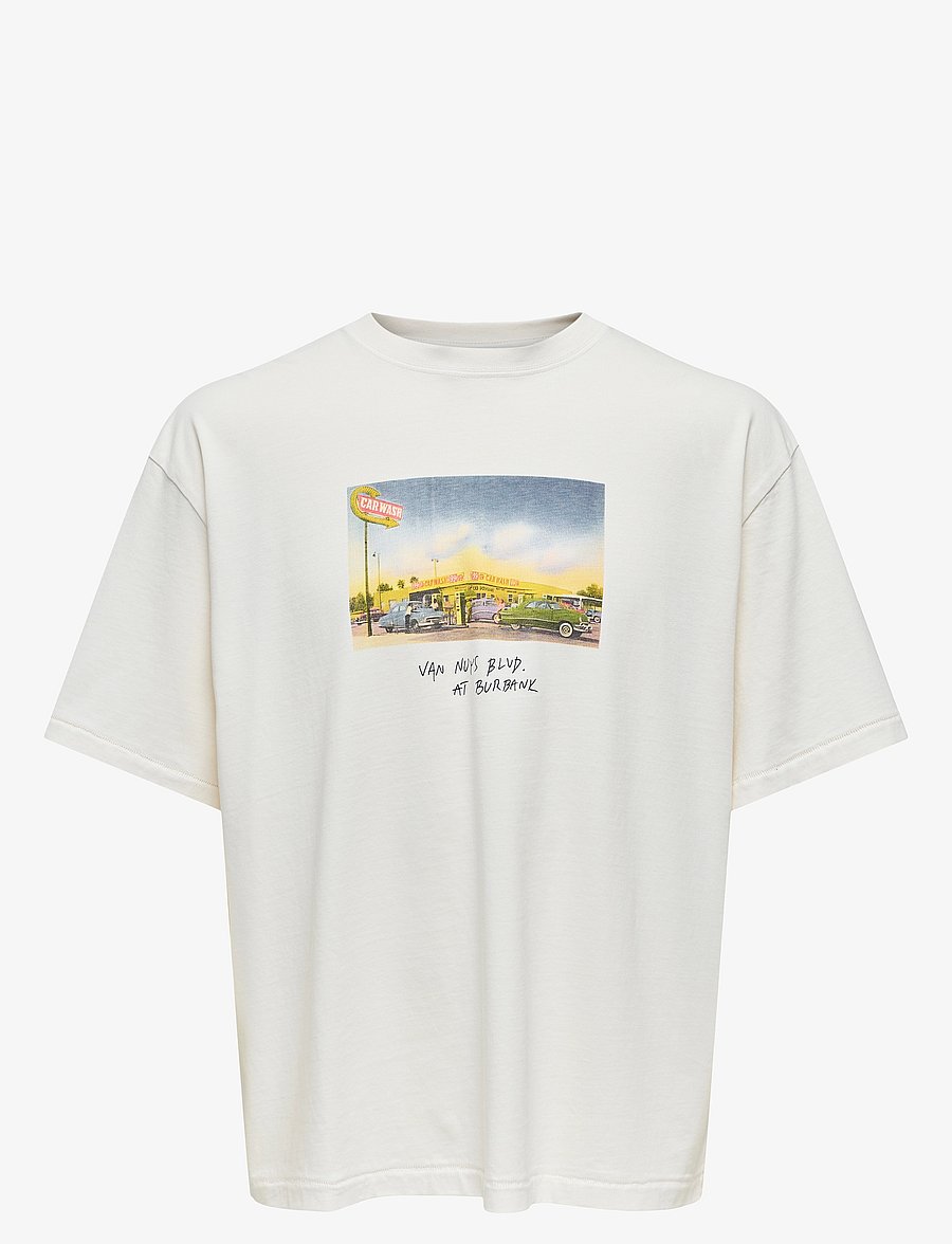 ONLY & SONS - ONSDEVIN OVZ WASHED SS TEE VD - kortärmade t-shirts - cloud dancer - 1