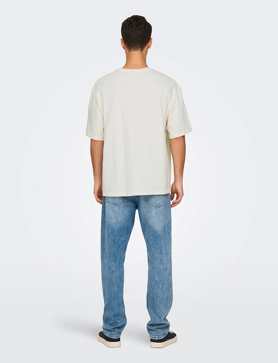 ONLY & SONS - ONSDEVIN OVZ WASHED SS TEE VD - kortärmade t-shirts - cloud dancer - 3