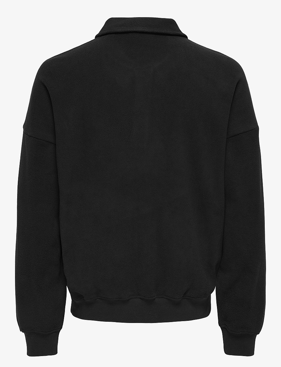 ONLY & SONS - ONSDOMINIC RLX LS RUGBY SWEAT VD - polo krekli ar garām piedurknēm - black - 1