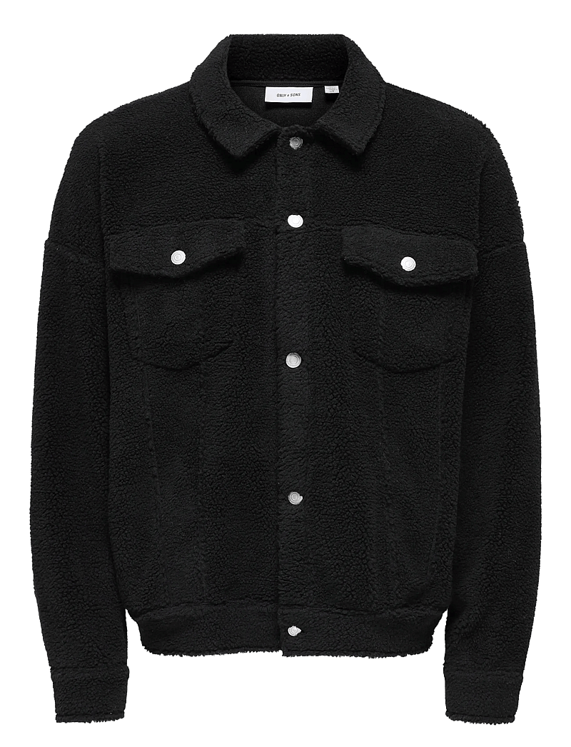 ONLY & SONS - ONSDEACON RLX SHERPA OVERSHIRT SWEAT VD - kollektionen - jet black - 0