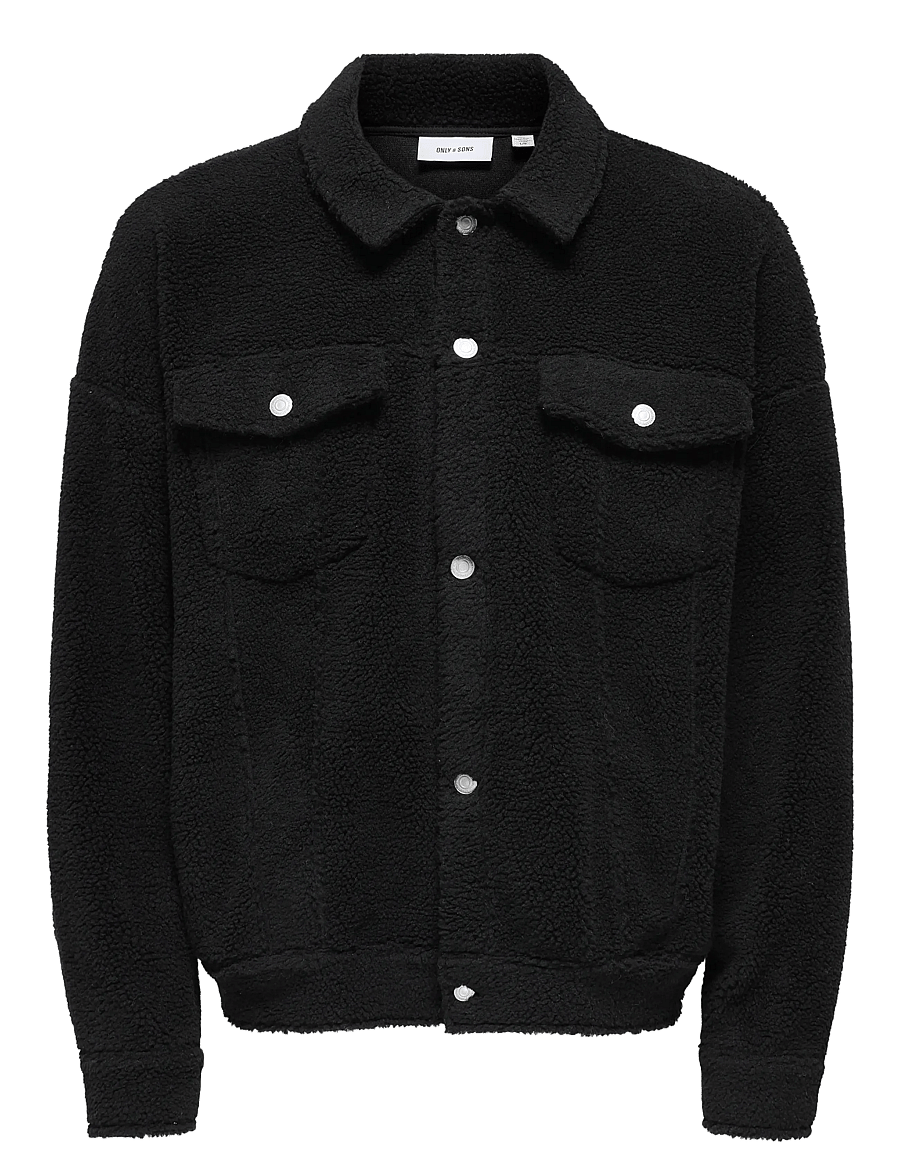 ONLY & SONS - ONSDEACON RLX SHERPA OVERSHIRT SWEAT VD - les essentiels de vacances - jet black - 0