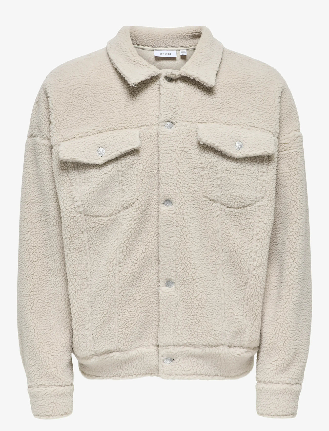 ONLY & SONS - ONSDEACON RLX SHERPA OVERSHIRT SWEAT VD - kolekcje - silver lining - 0