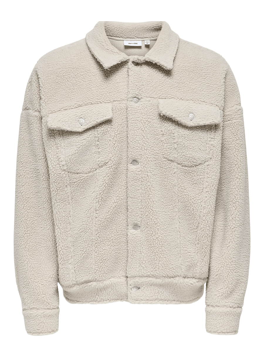 ONLY & SONS - ONSDEACON RLX SHERPA OVERSHIRT SWEAT VD - urlaubsfavoriten - silver lining - 0