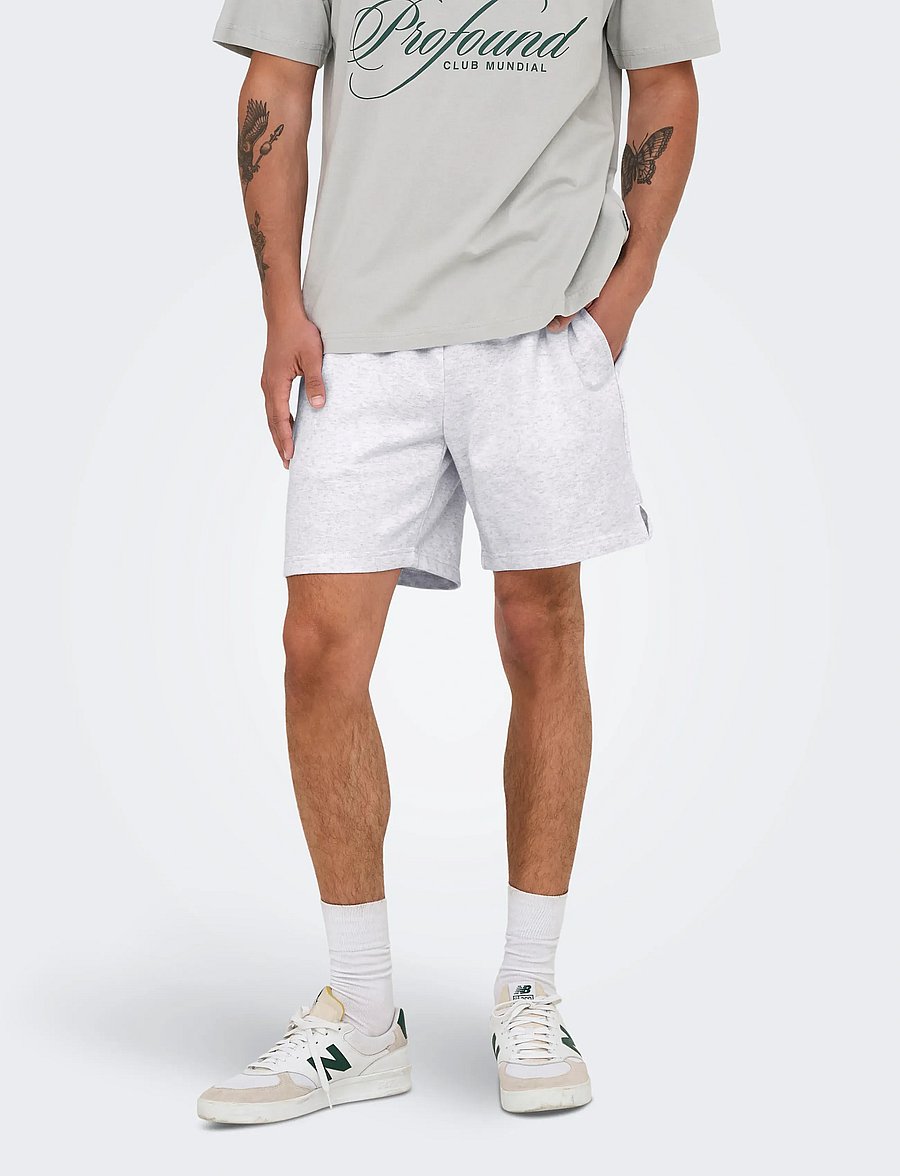 ONLY & SONS - ONSDAVID SHORTS SWEAT NOOS - bottoms - super light grey melange - 0