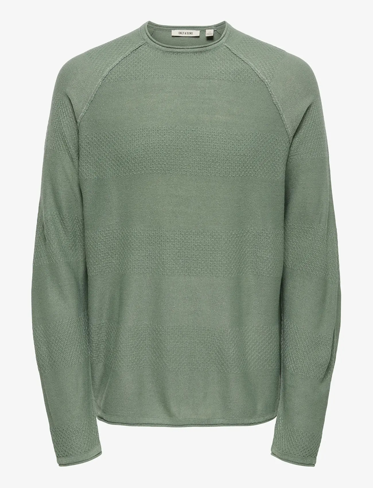 ONLY & SONS - ONSAPOLLO REG LS STRUC CREW KNIT - rund hals - agave green - 1