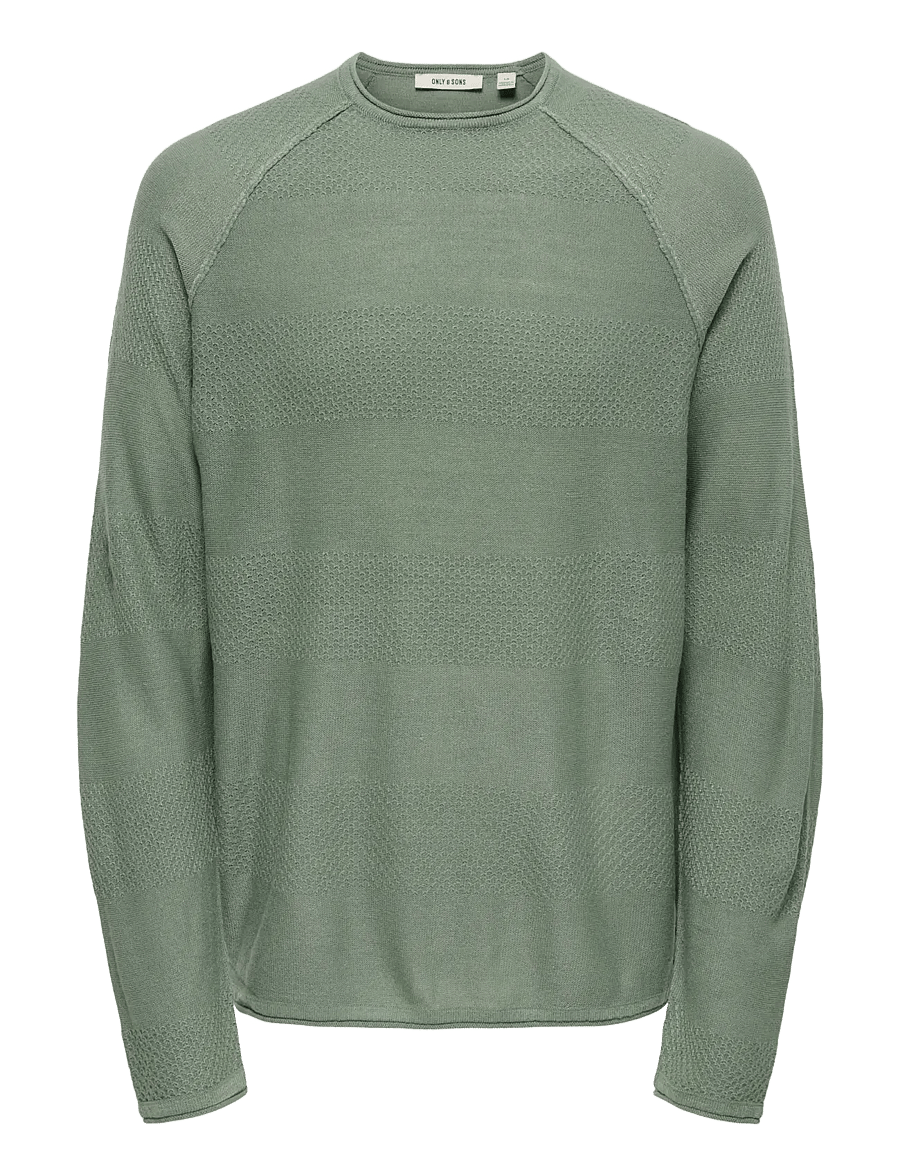 ONLY & SONS - ONSAPOLLO REG LS STRUC CREW KNIT - rundhals - agave green - 1