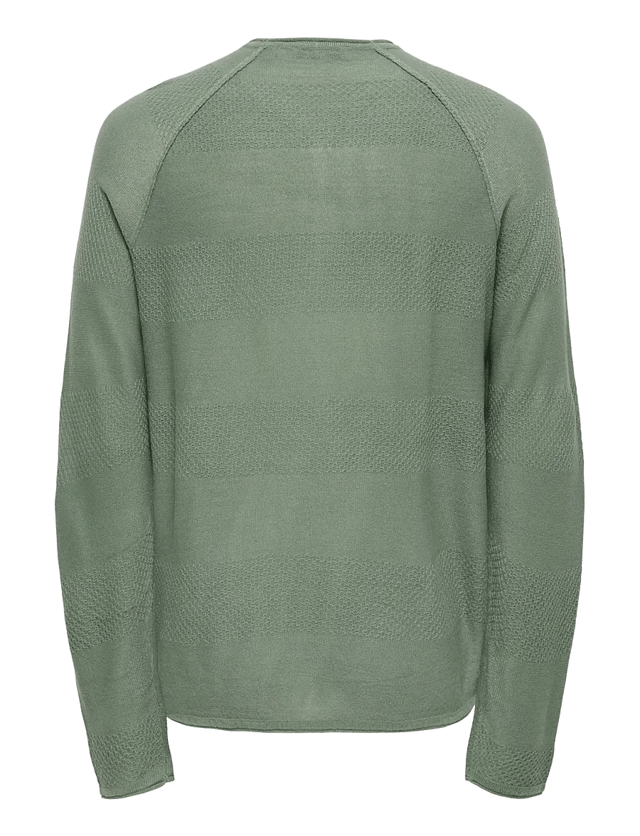 ONLY & SONS - ONSAPOLLO REG LS STRUC CREW KNIT - rundhals - agave green - 2