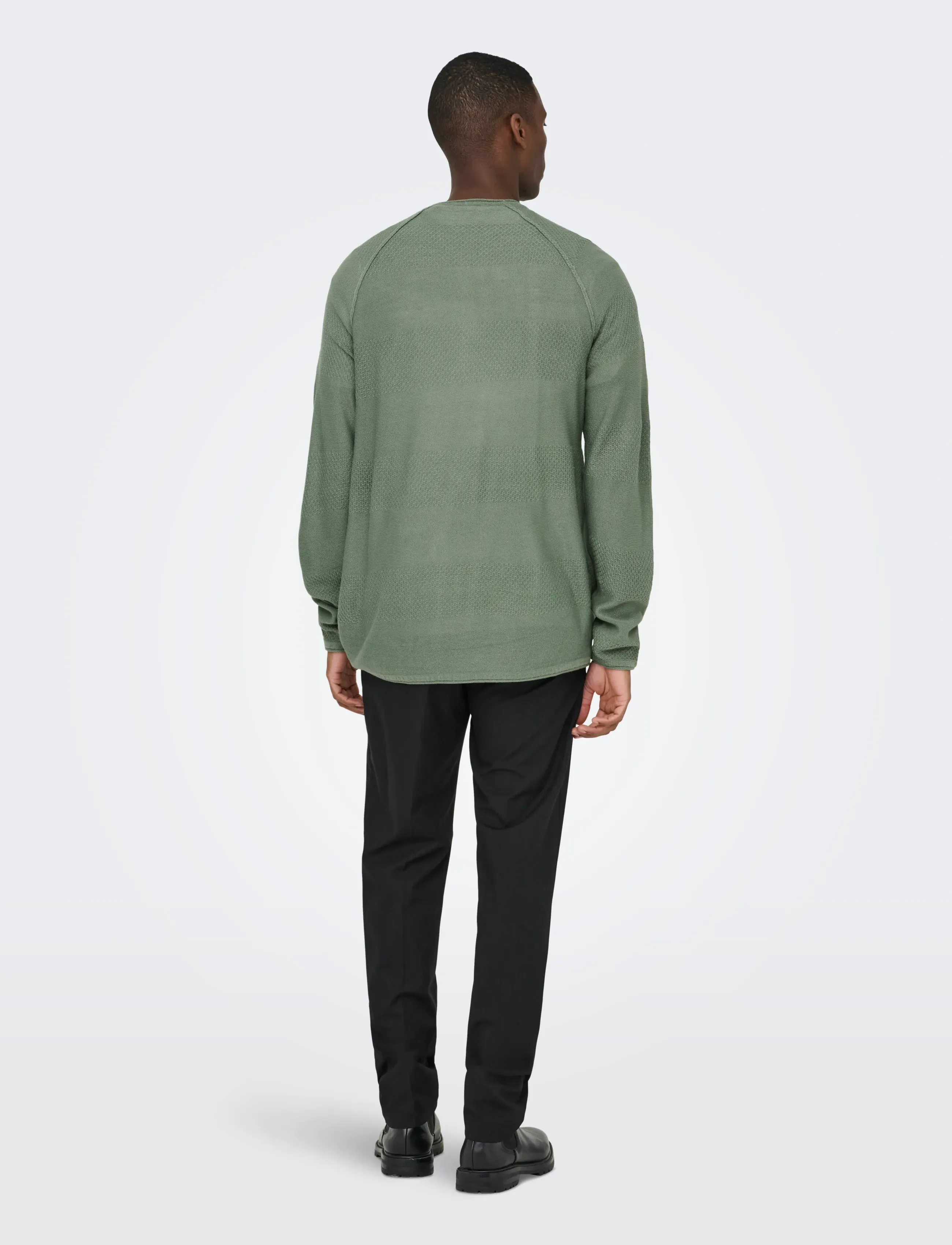 ONLY & SONS - ONSAPOLLO REG LS STRUC CREW KNIT - Ümmarguse kaelusega kudumid - agave green - 3