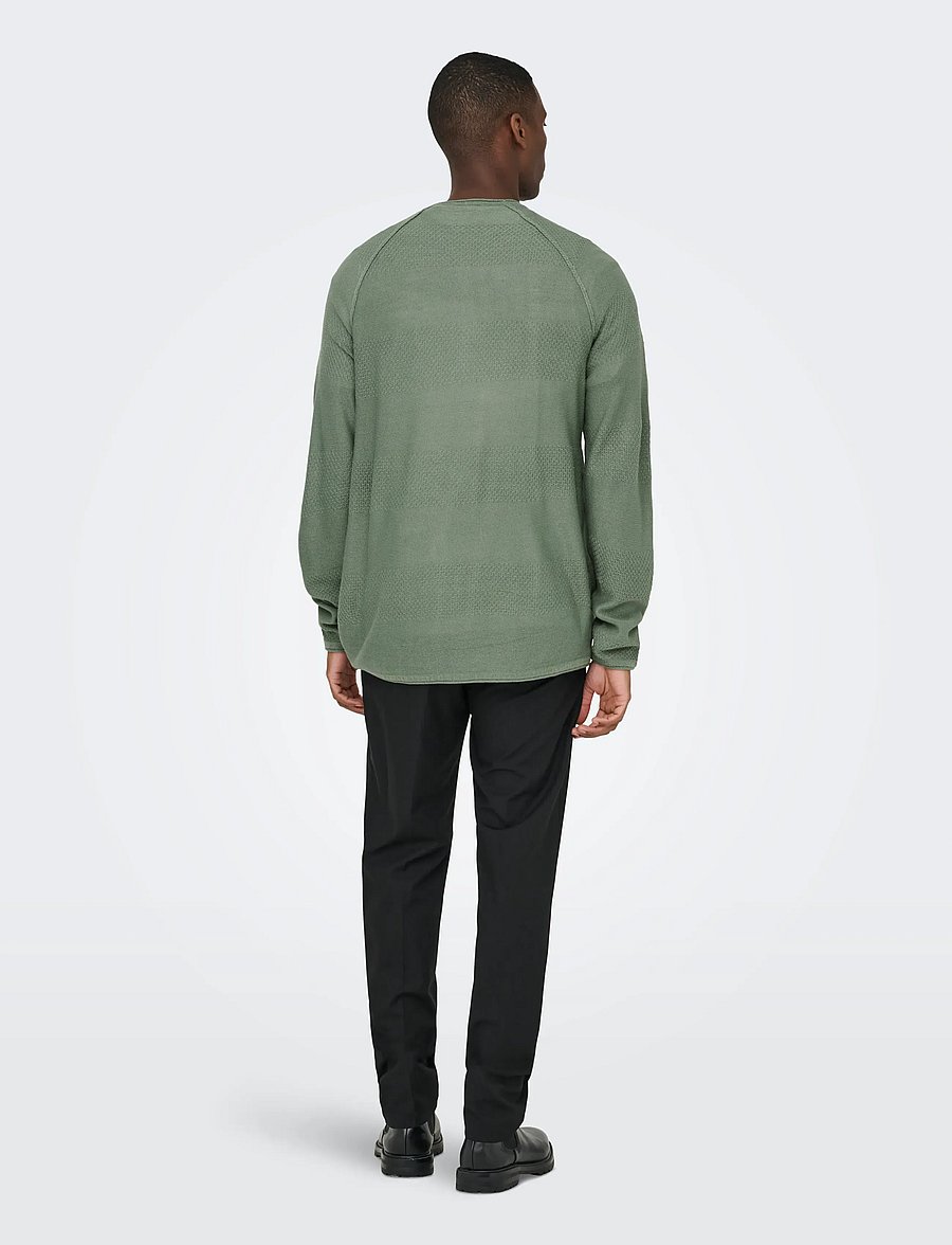 ONLY & SONS - ONSAPOLLO REG LS STRUC CREW KNIT - rundhals - agave green - 3