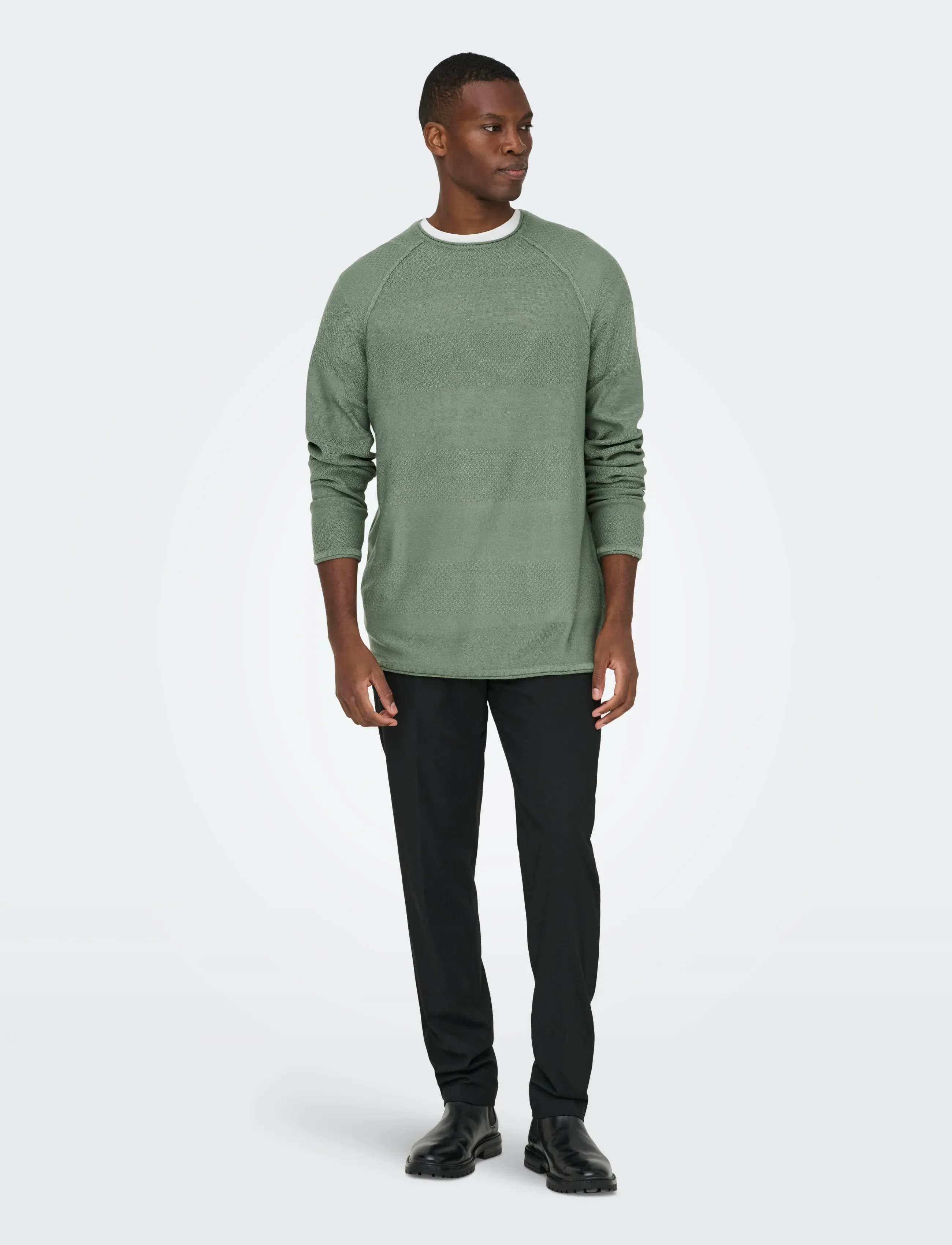 ONLY & SONS Onsapollo Reg Ls Struc Crew Knit stickade tröjor herr – bild 5
